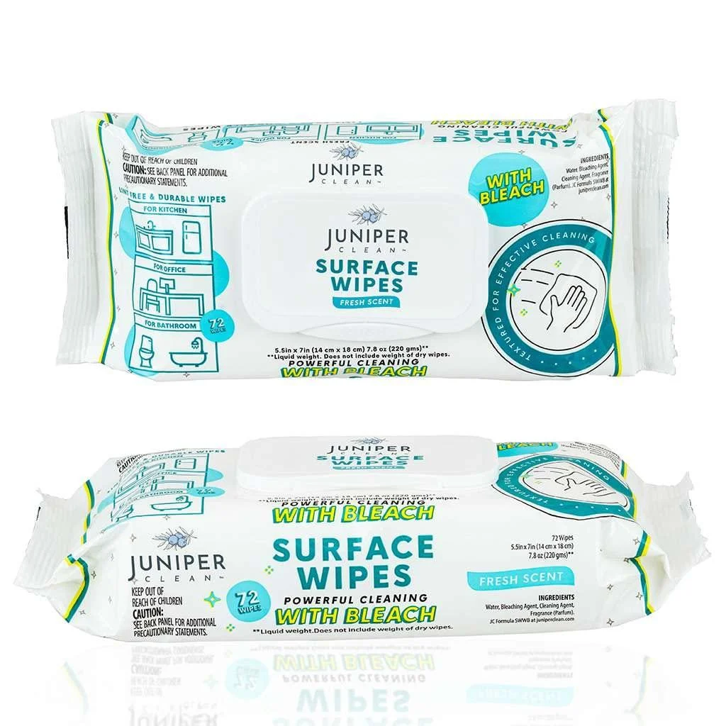 1 Pack Surface Wipes with Bleach All-Purpose Cleaner for Bathroom Kitchen Office 72 Count Soft Flow Fresh Scent Lint Free & Durable With Bleach 72 Count (Pack of 1)