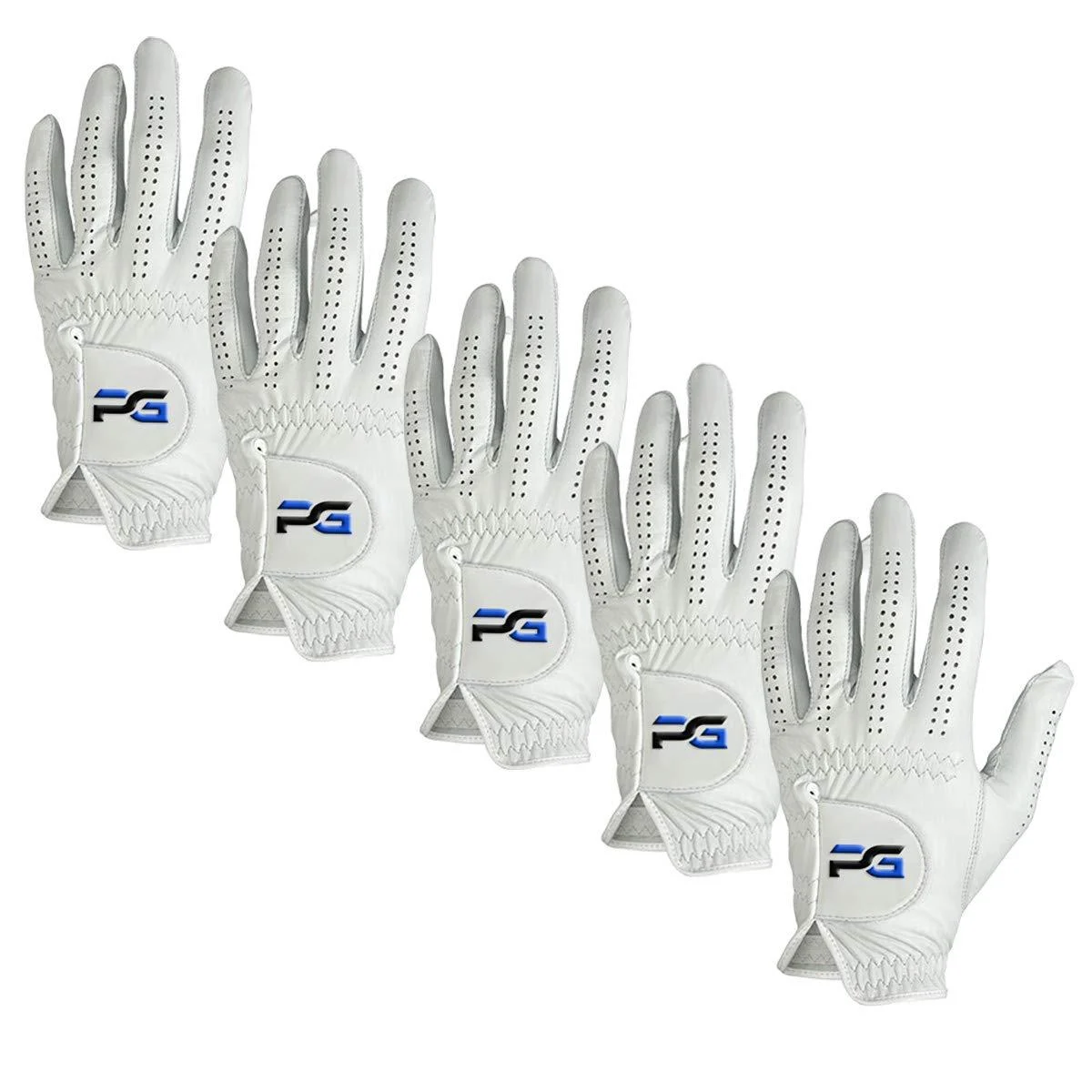 PG Golf Gloves (5 Pack) Cabretta Leather, Premium Quality Mens Golf Gloves for Right Handed Golfers Large - NA