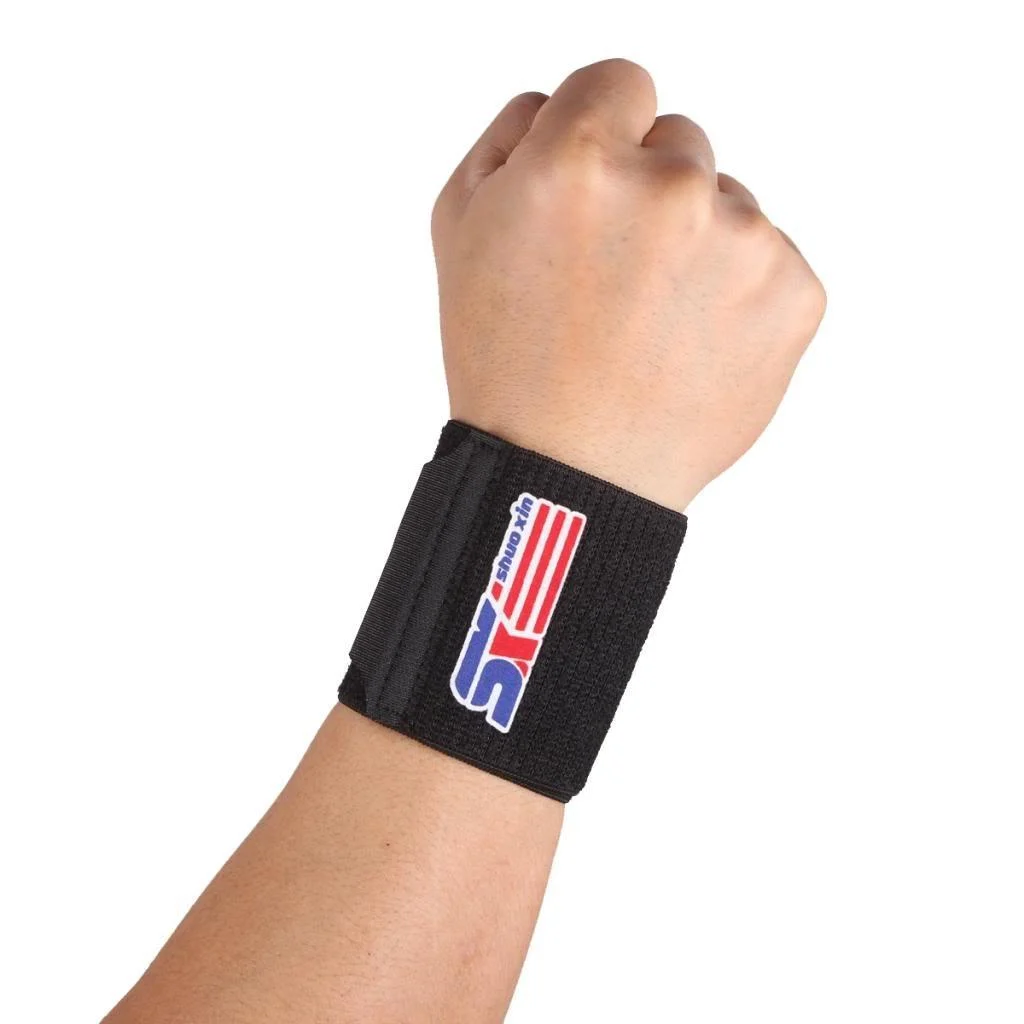 Silicone Pressure Massage Adjustable Sport Wrist Guard Protector Support - Black