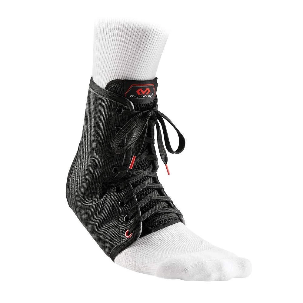 Mcdavid Ankle Brace, Ankle Support, Lace up Ankle Brace, Ankle Support Brace for Ankle Sprains, Volleyball, Basketball, for Men & Women, Sold as Single Unit (1) Medium Black
