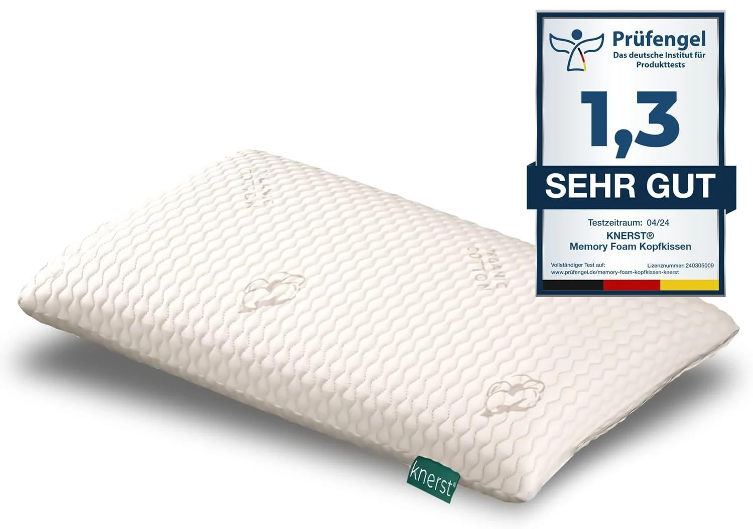 KNERST belly sleeper pillow - ergonomic pillow for ultimate comfort - neck support pillow - memory foam pillow - sleeping pillow - flat pillow for belly sleeper height 6cm