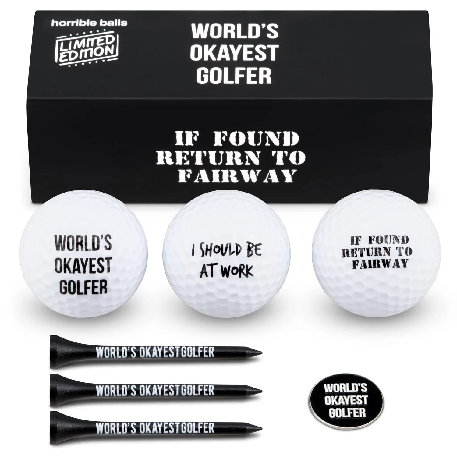 Golf Funny Gift Sets- Funny Gag Novelty Present For Him For Golfers World Okayest Golfer Set
