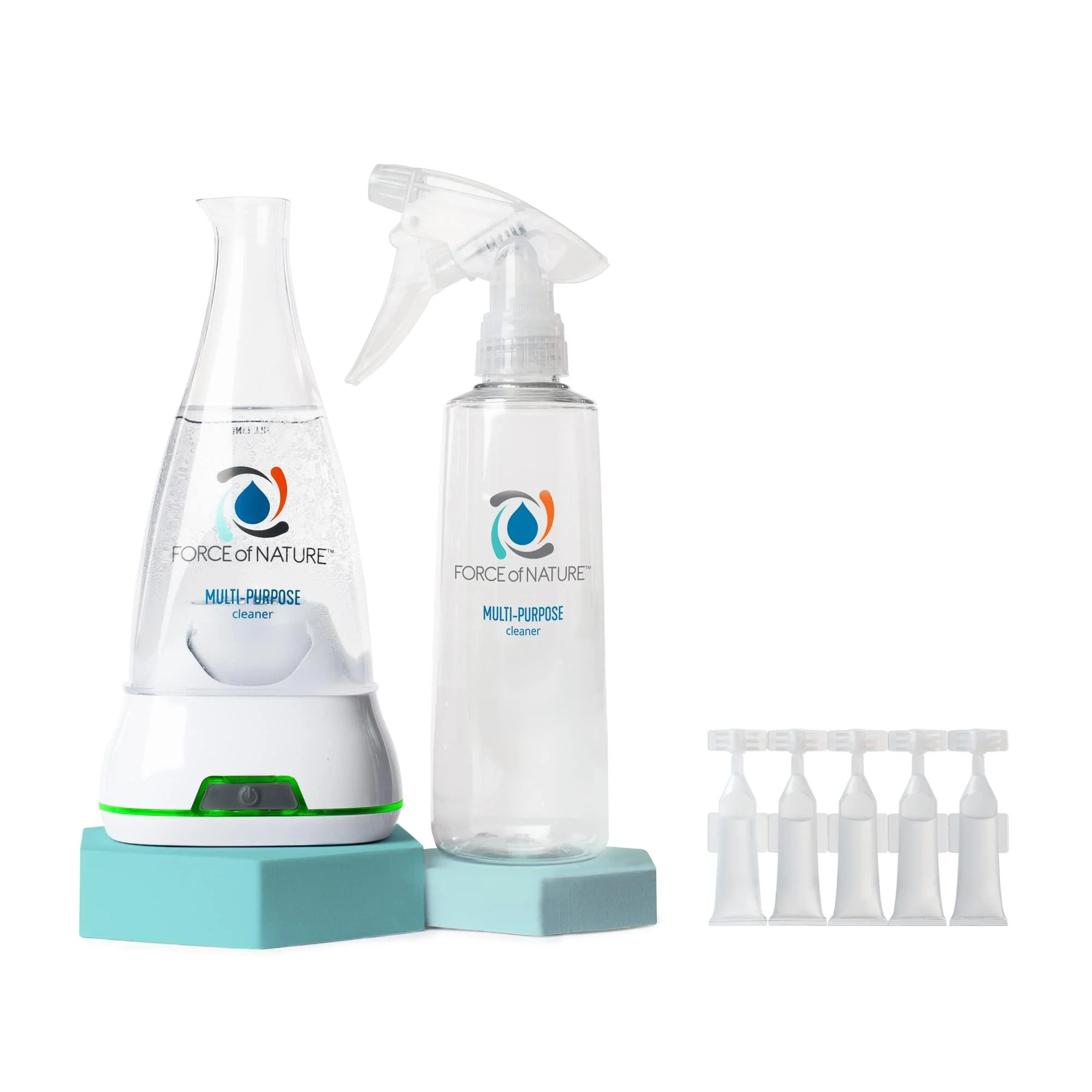 Force of Nature Multi-Purpose Cleaner Disinfectant & Deodorizer | Kills 99.9% of Germs | EPA Registered | Makes 12oz | Starter Kit & 5 Capsules Starter Kit & 5 Capsules (3 mL)