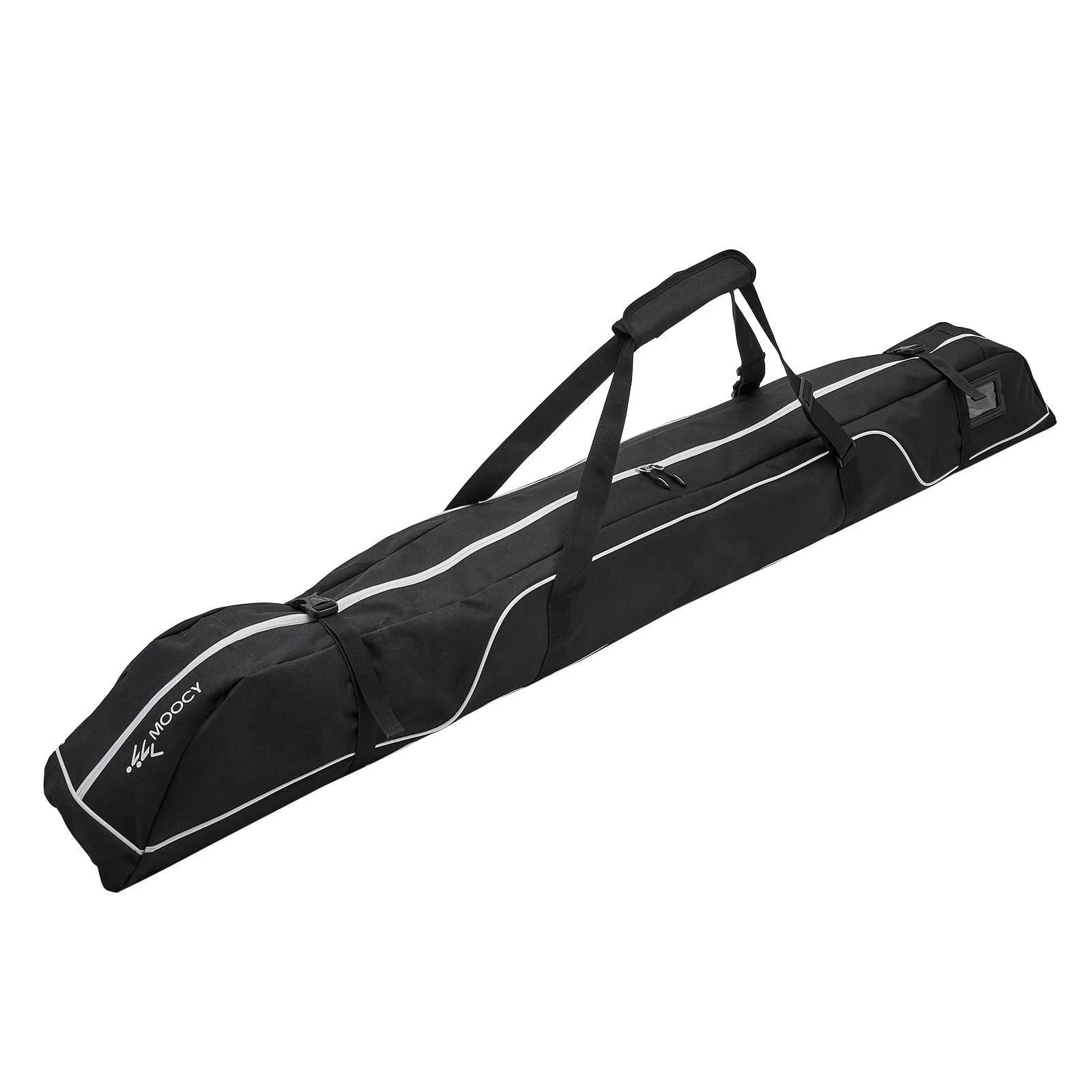AzReference Ski Bag, Single Ski Travel Bag with Adjustable Shoulder Strap for Snow Gear, Poles and Accessories 173cm