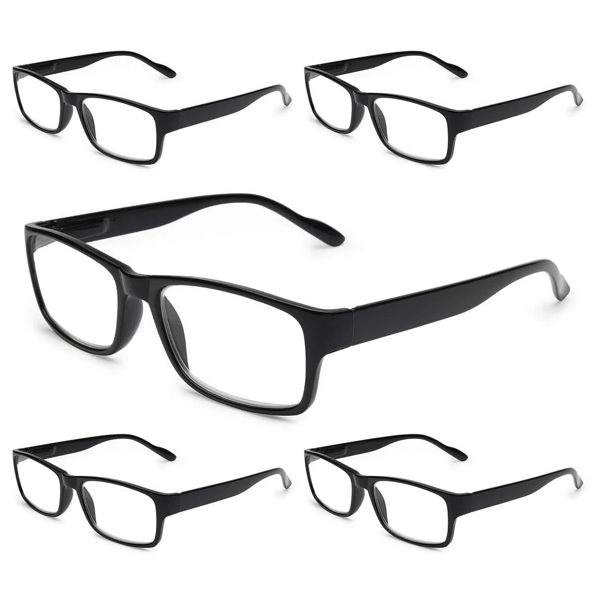Gaoye 5-Pack Reading Glasses Blue Light Blocking Spring Hinge Readers for Women Men Anti Glare Filter Lightweight Eyeglasses Black 1.0 x