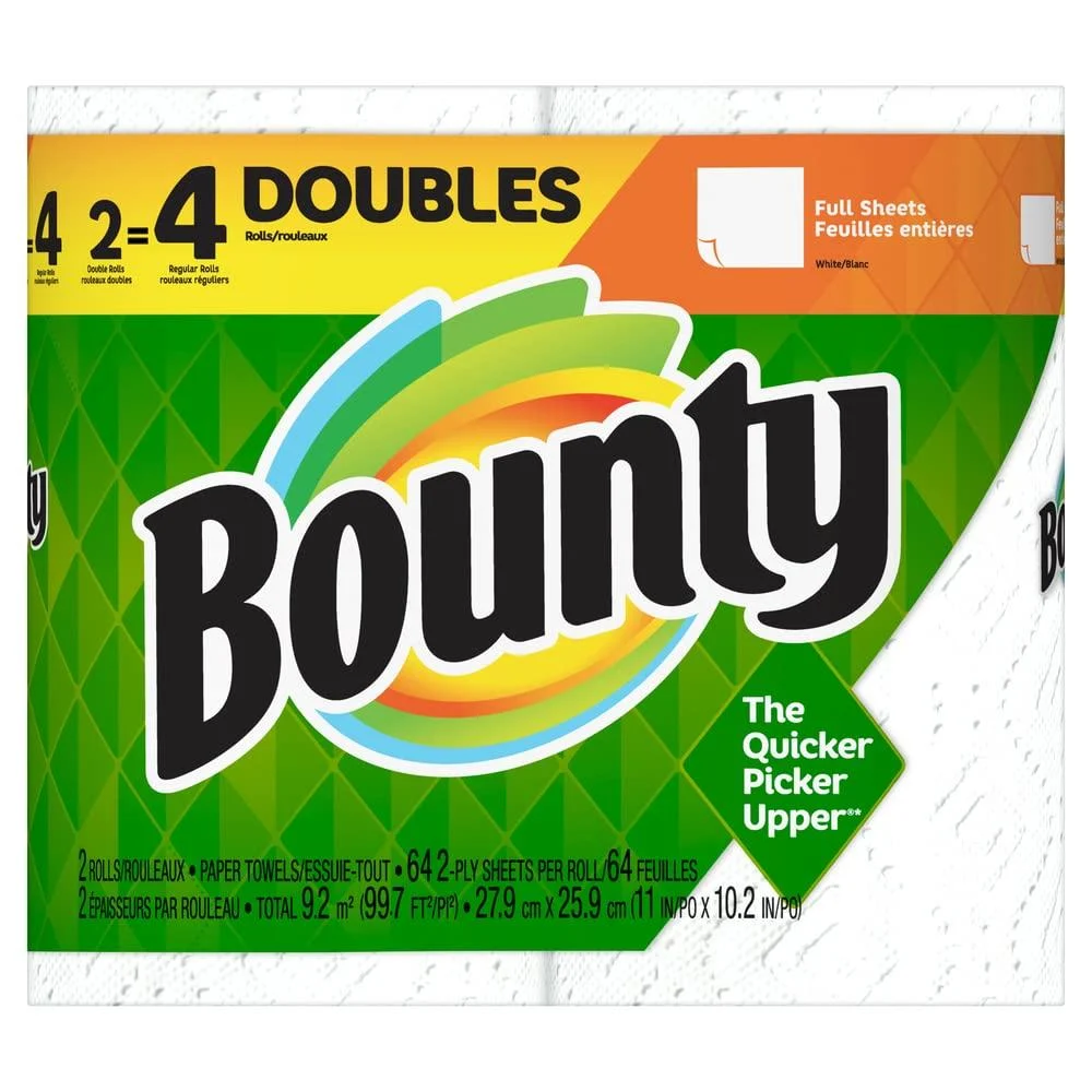 Bounty Select-A-Size Paper Towels, White, 2 Double Rolls 4 Regular Rolls , 64 Count (Pack of 2)