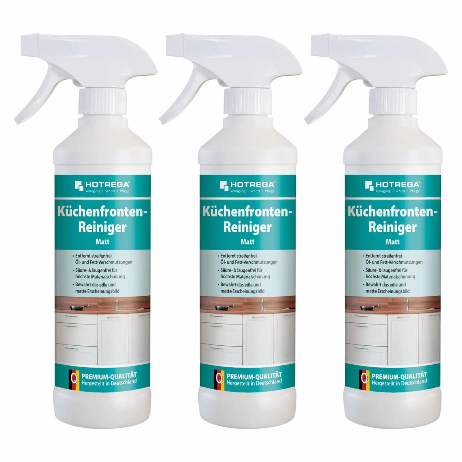 HOTREGA kitchen front cleaner matt 500 ml kitchen cleaner degreaser streak-free (3x 500ml)