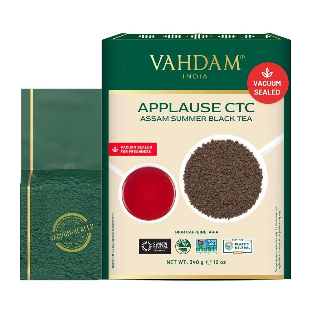 Vahdam Applause CTC Assam Summer Black Tea (340g) Loser Leaves Black Tea |Strong malty & rich |100% natural ingredients - directly from the source in India |Broot called/iced tea Assam CTC Black Tea