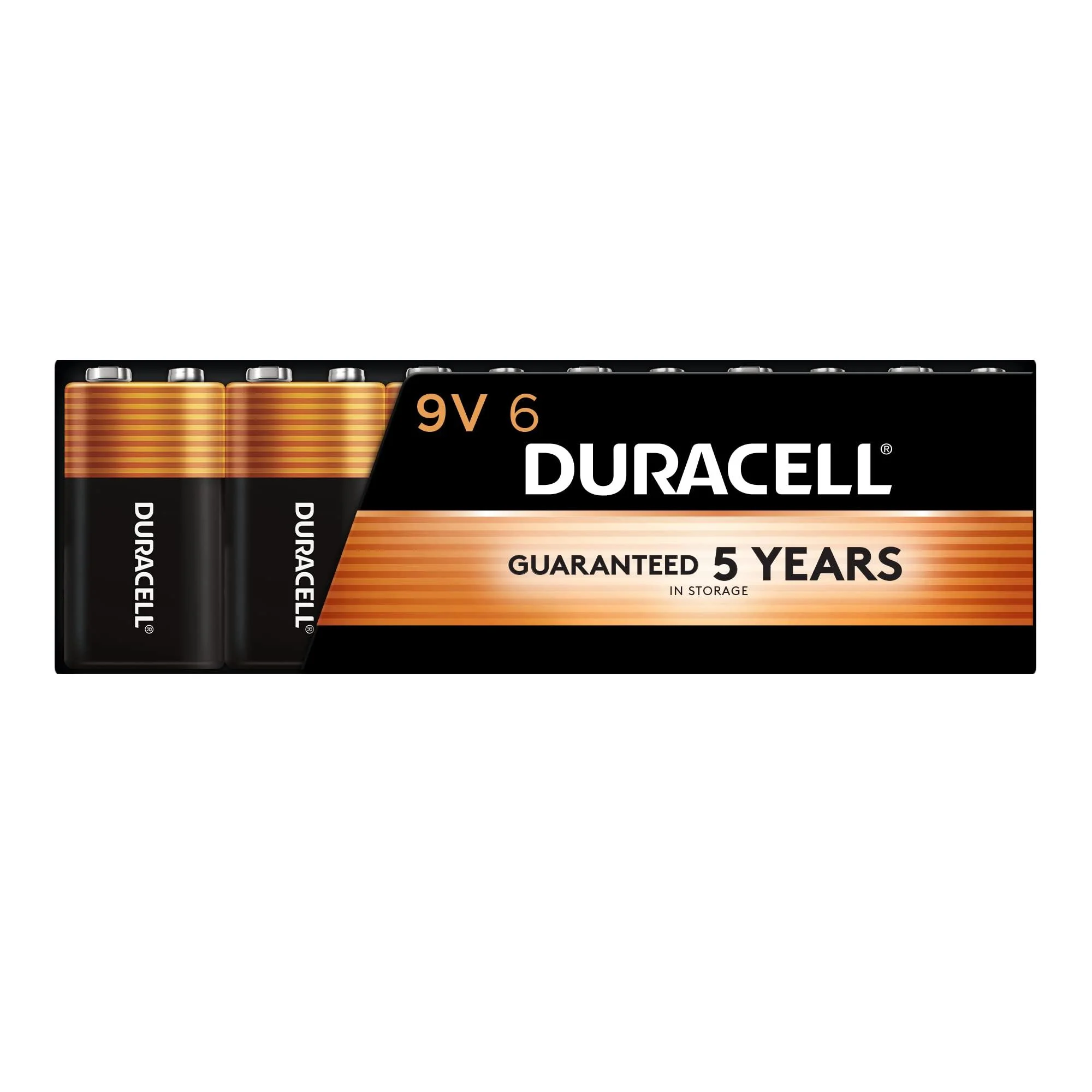 Duracell Coppertop 9V Battery 6 Count Pack 9 Volt Battery with Long-lasting Power All-Purpose Alkaline 9V Battery for Household and Office Devices 6 Count (Pack of 1)