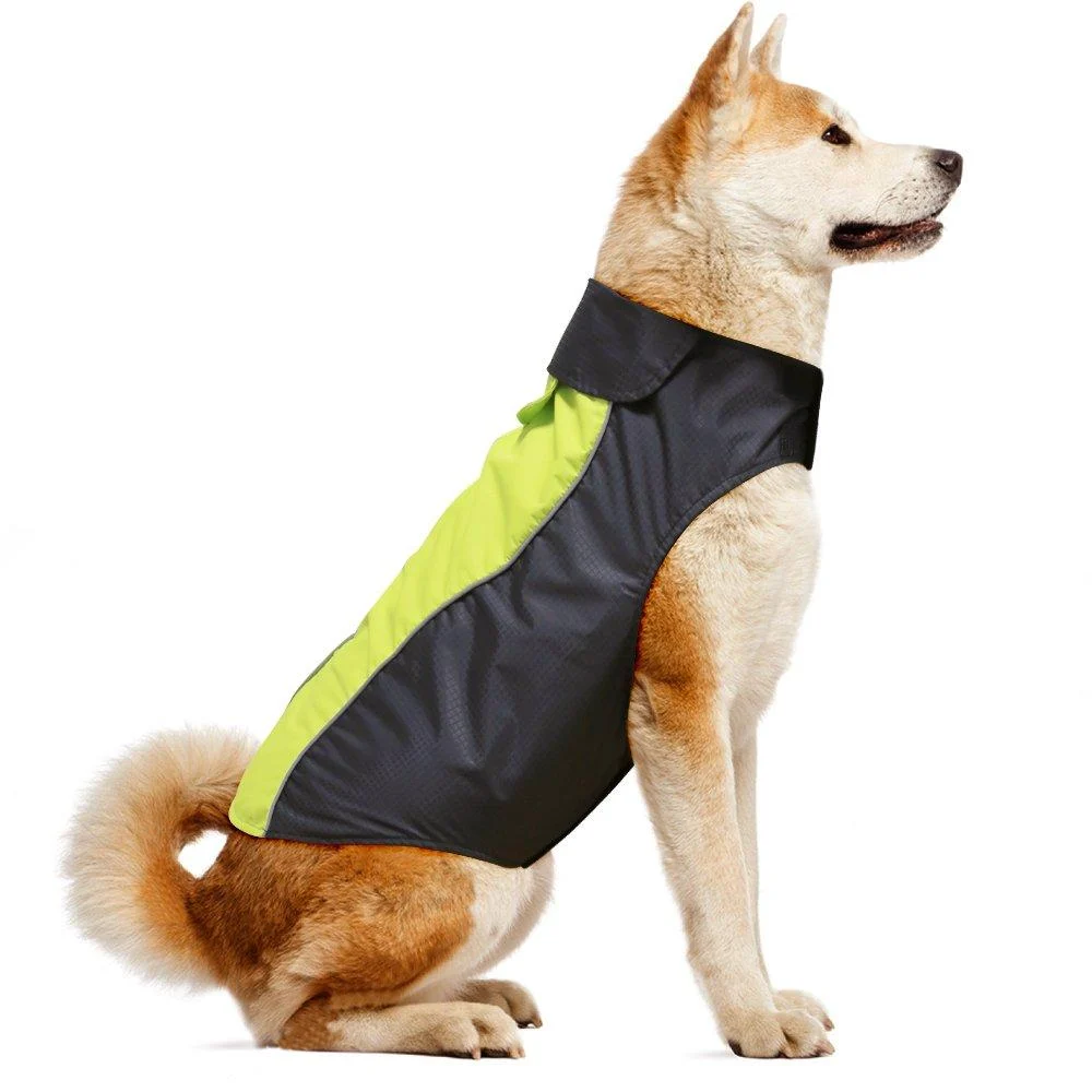 VIZPET Dog Raincoat Waterproof Lightweight & High Visibility Dog Coat Jacket for Small Medium Large Dogs Green-L