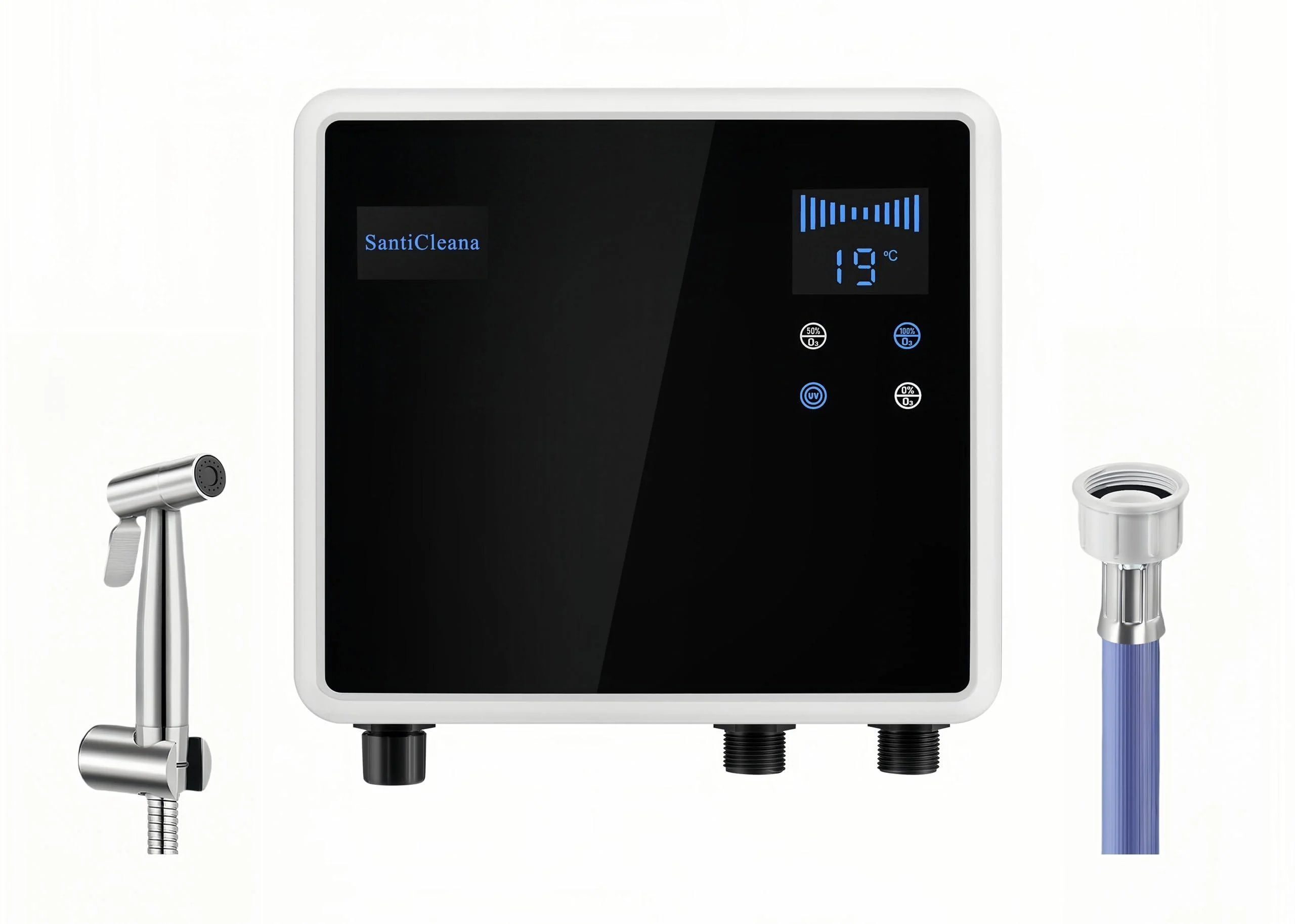 Ozone Laundry Washer System - 2 Outlets! - Stainless Sprayer - Blue Hose