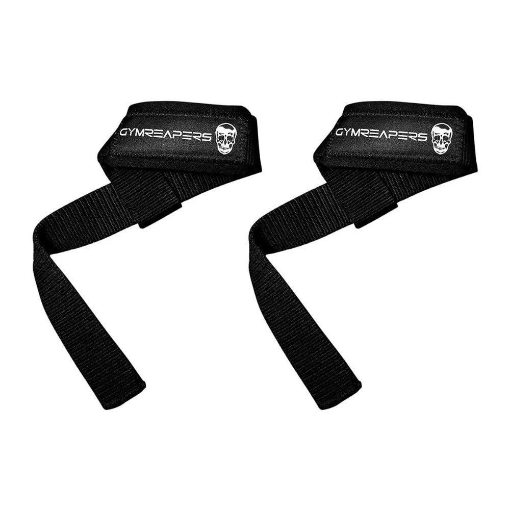 Gymreapers Lifting Wrist Straps for Weightlifting, Bodybuilding, Powerlifting, Strength Training, & Deadlifts - Padded Neoprene with 18 inch Cotton Black