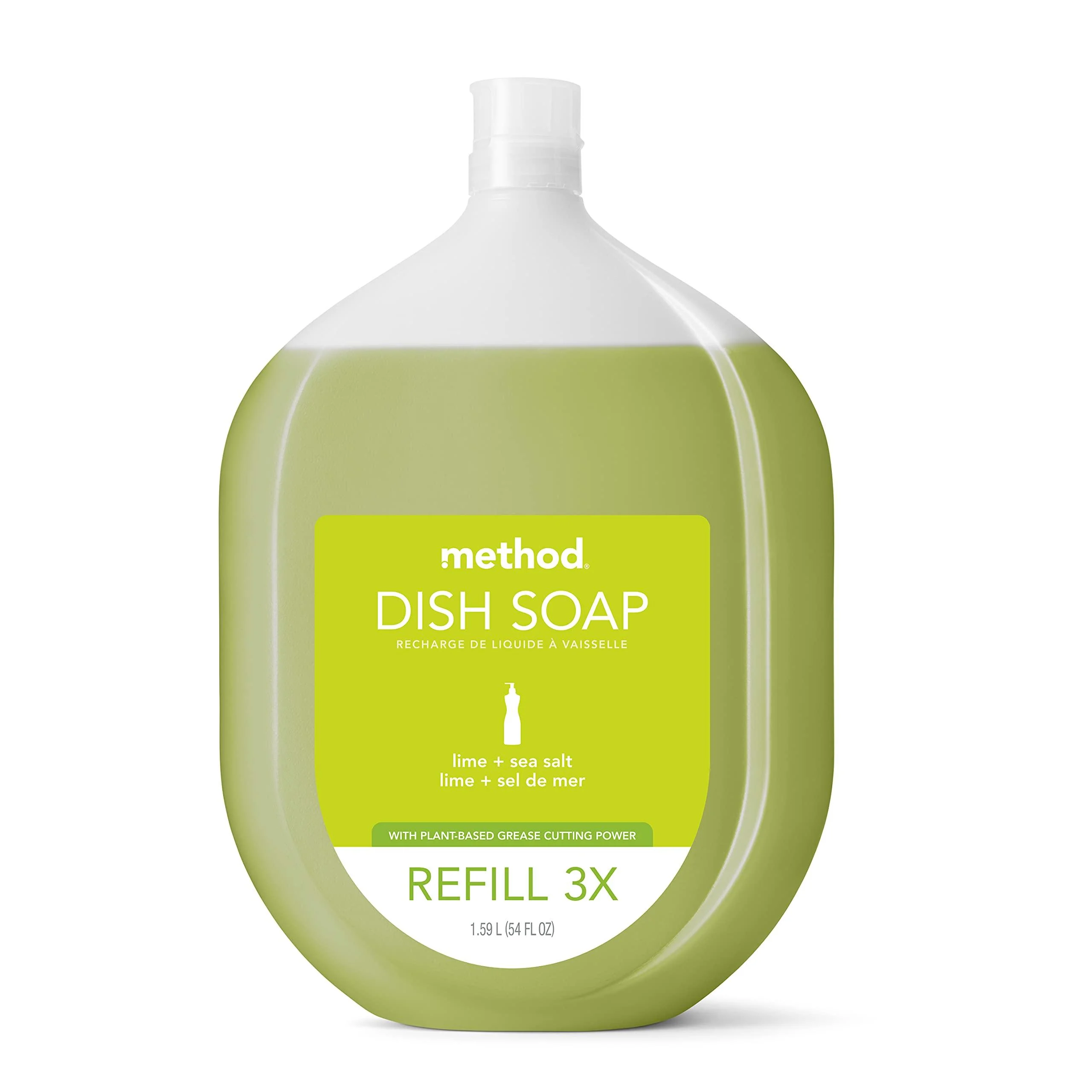 Method Dish Soap Refill Lime + Sea Salt Recylable Bottle Biodegradable Formula Tough on Grease 54 Fl Oz (Pack of 1)