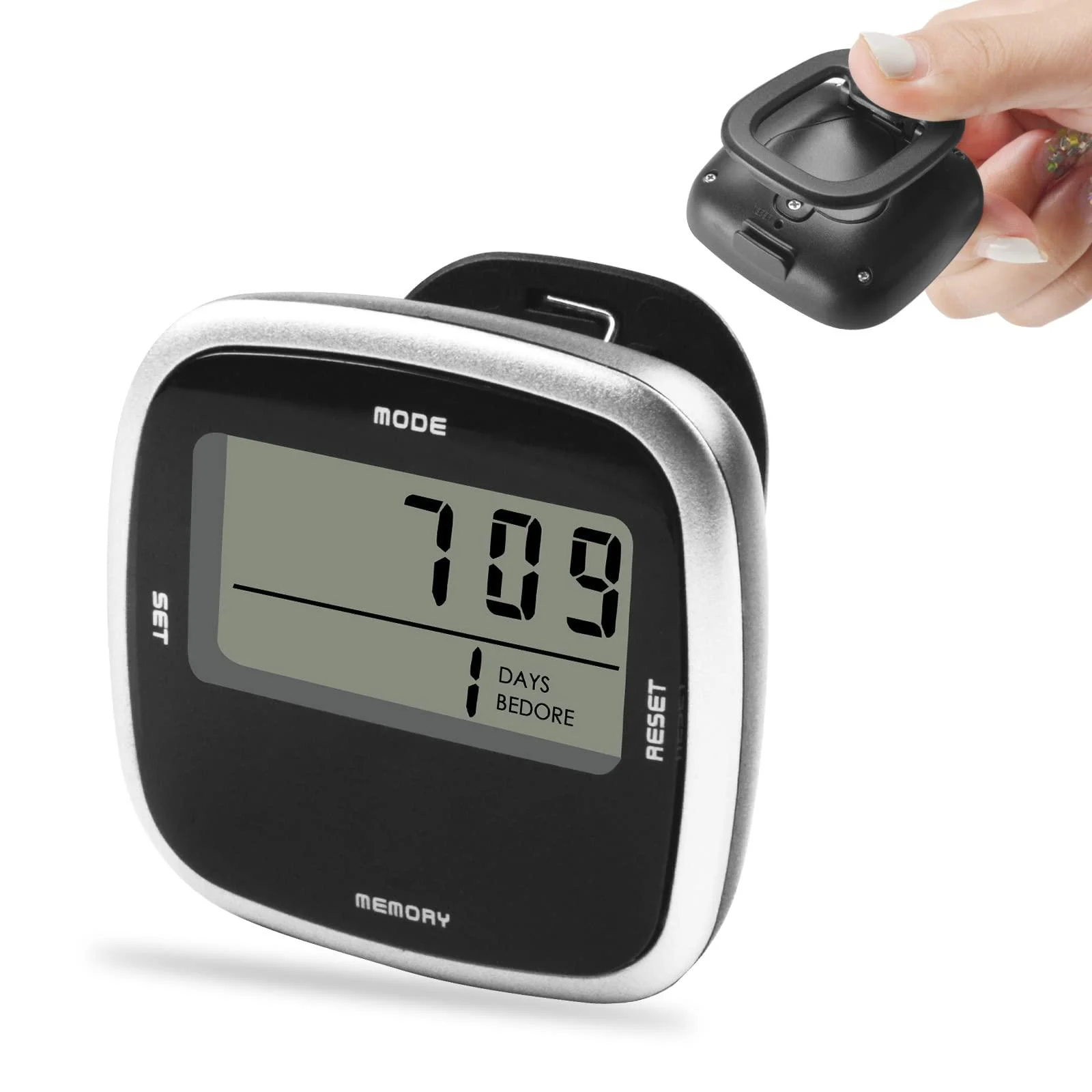 Pedometer for Walking Steps and Miles Clip On Step Counter for Women Removable Clip On Step Tracker for Seniors Kids Men Black-4