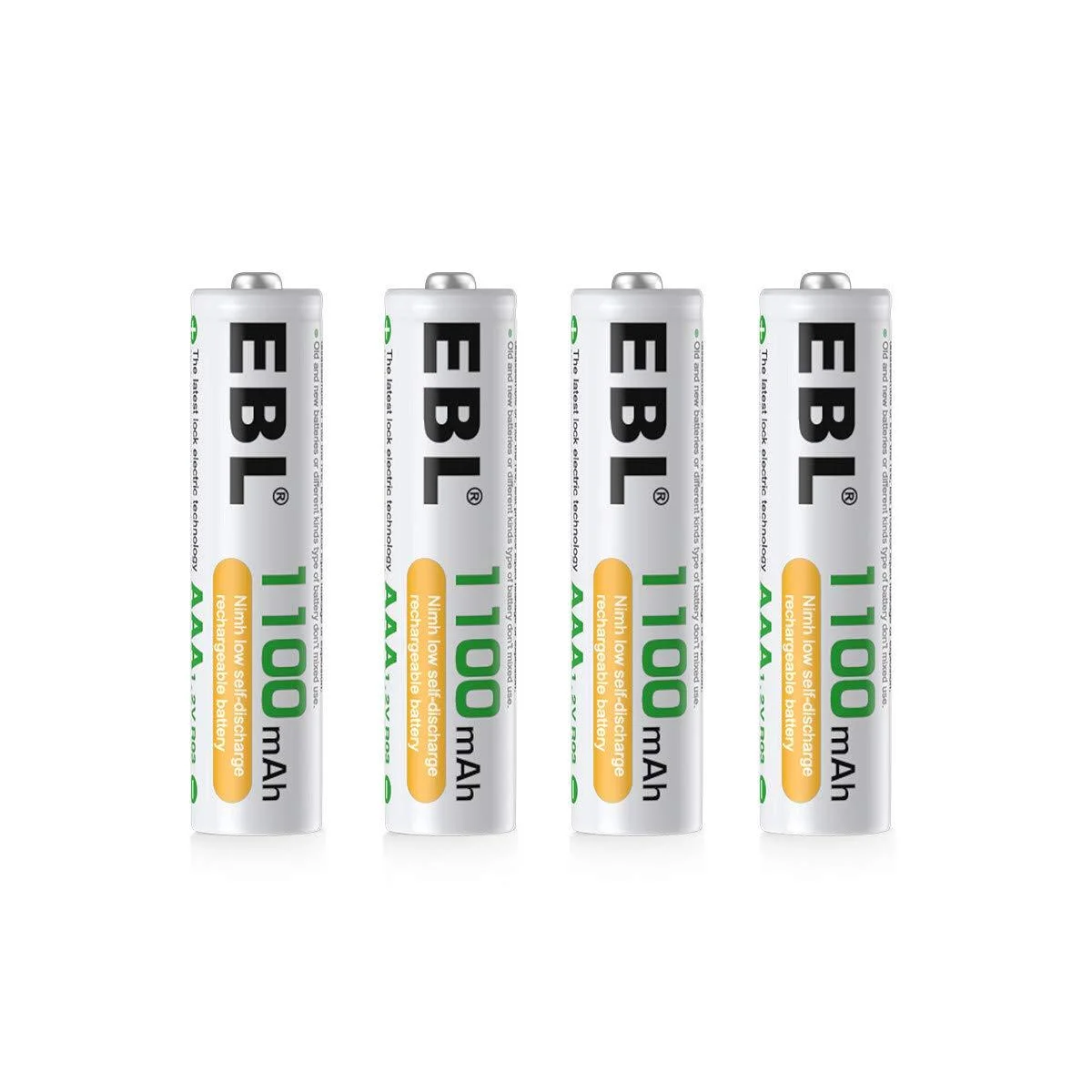 EBL AAA Rechargeable Batteries 1100mAh High Capacity Ni-MH 1.2V 4 Pack (Battery Case Included)
