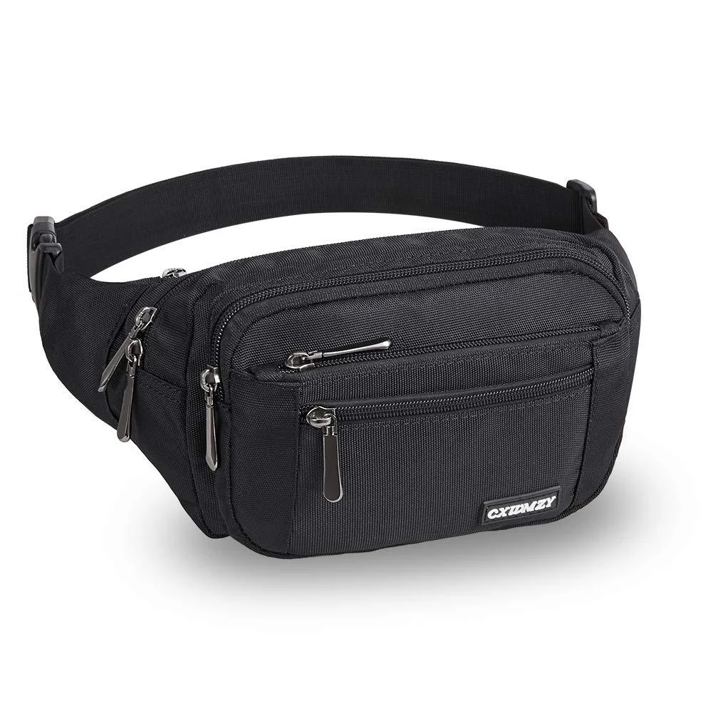 CXWMZY Fanny Packs For Women & Men Waist Pack Hip Bum Bag with Multi-Pockets Large Capacity Waterproof Casual Bum Bag for Disney Traveling Casual Cycling Running Hiking Black