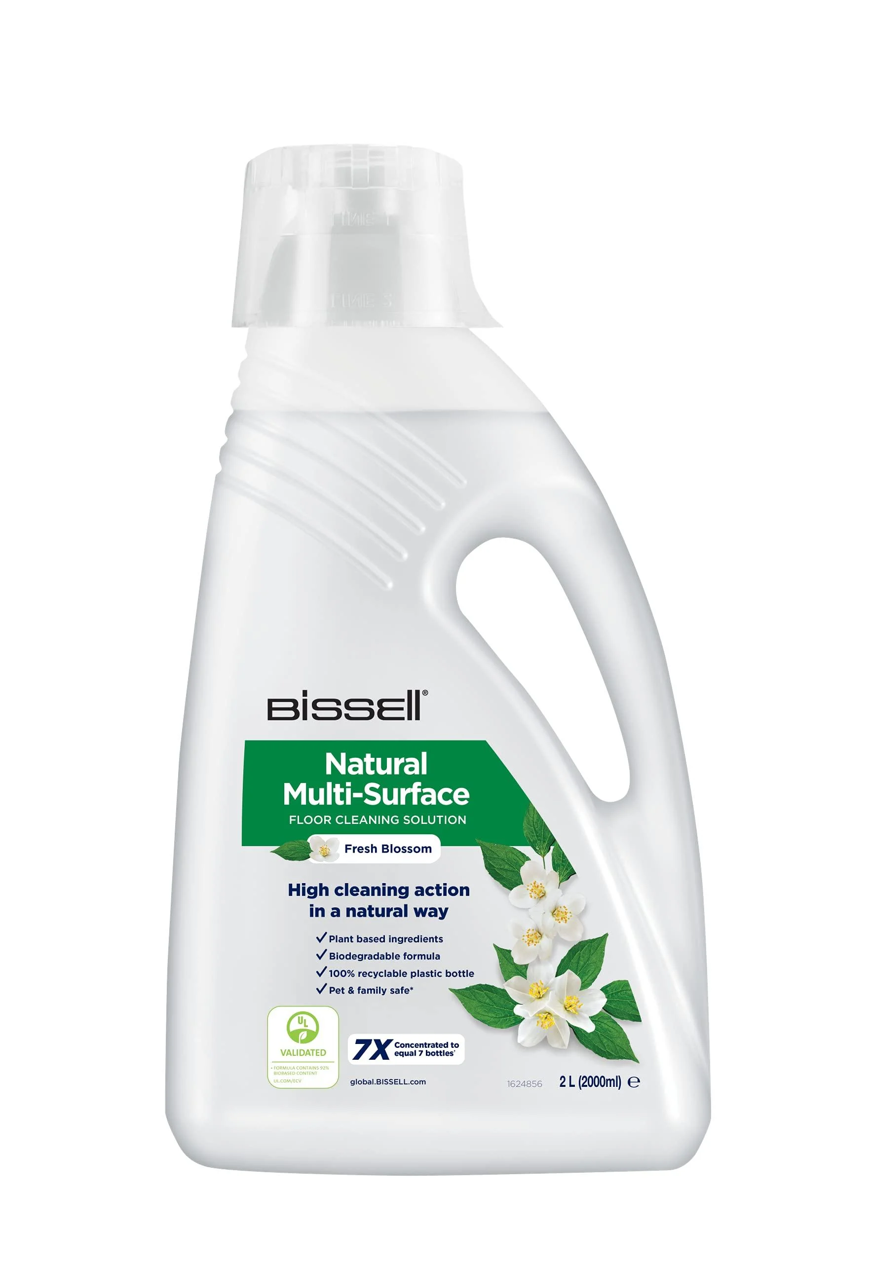 Bissell natural multi-surface floor cleaning solution |Cleaning agent for crosswave spinwave robot & hydrowave |Vegetable ingredients |Safe for pets |2 liters |30961 2L natural multi-surface floor cleaning solution