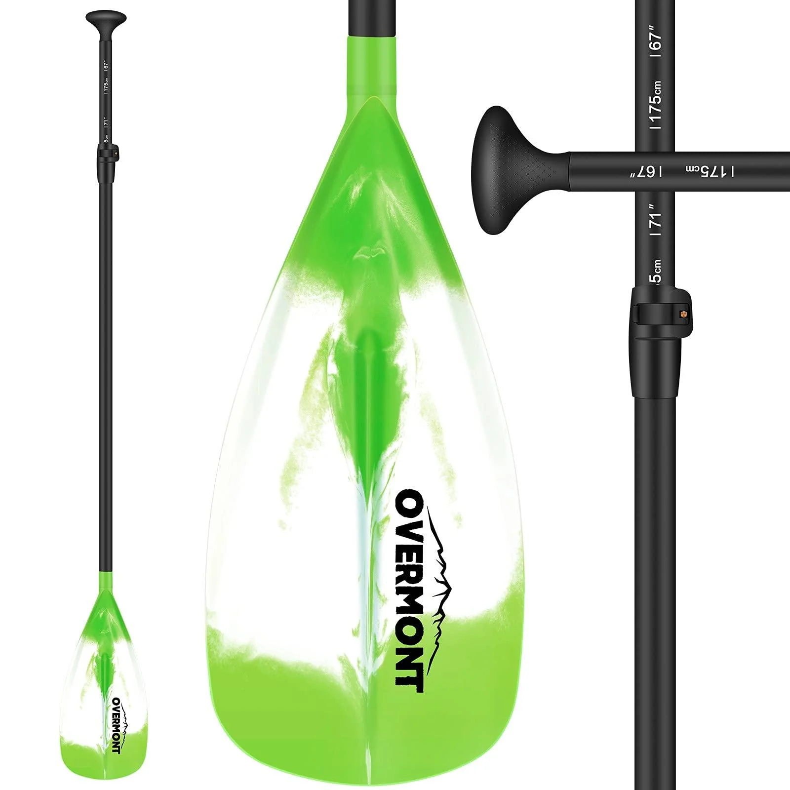 Overmont Aluminum Alloy SUP Paddle - 3 Piece Adjustable Stand Up Paddleboard Mint