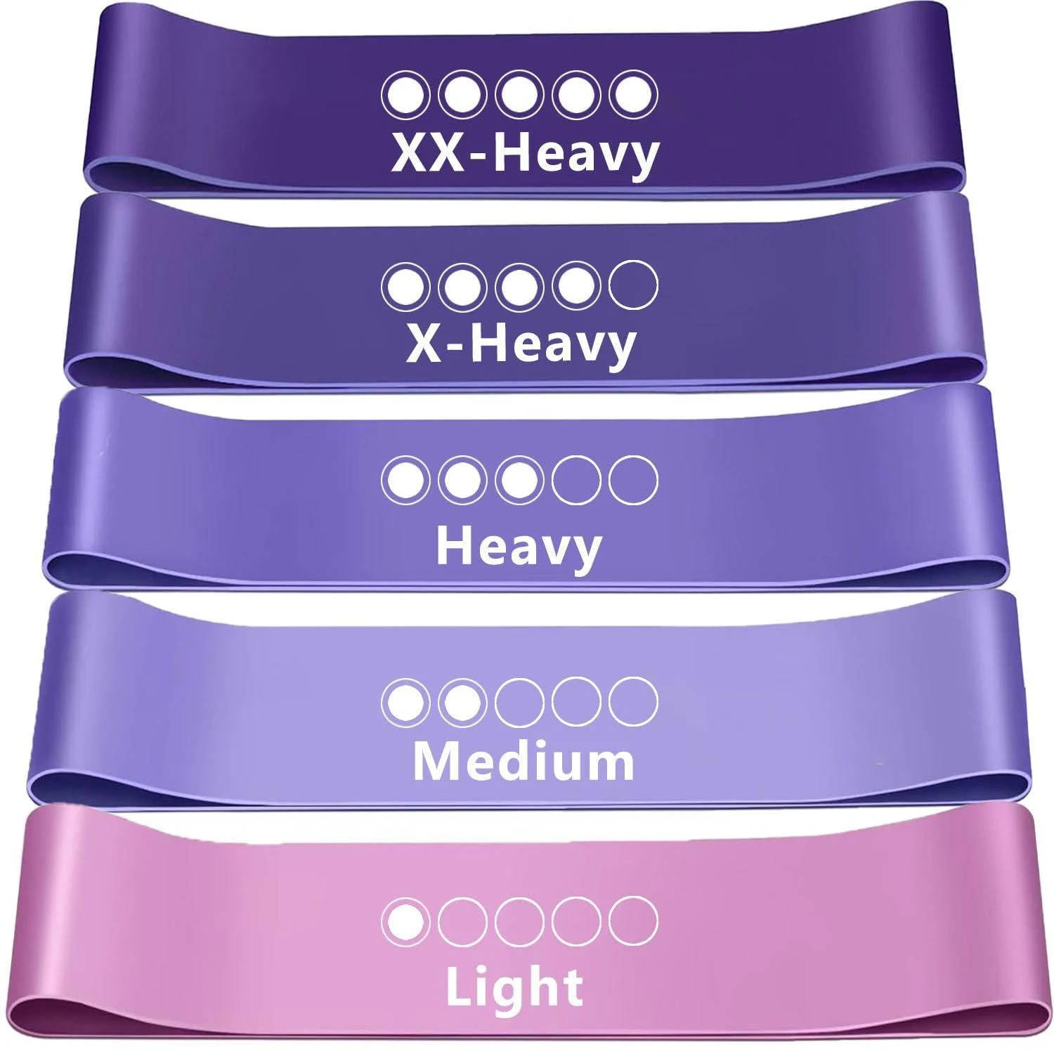 Folai resistance tapes 5 Set Fitness band 100% natural latex with exercise instructions in German & supporting bags for muscle building yoga gymnastics etc. ... Purple