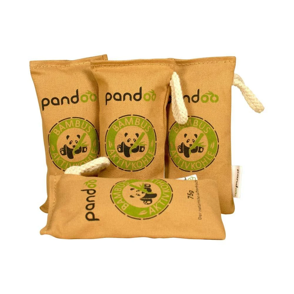 Pandoo air freshen from bamboo of course with activated carbon |Air purifier dehumidifier space freshener & odor remover for shoes car drawer apartment and suitcase (4 pieces 75 g) 4 x 75g