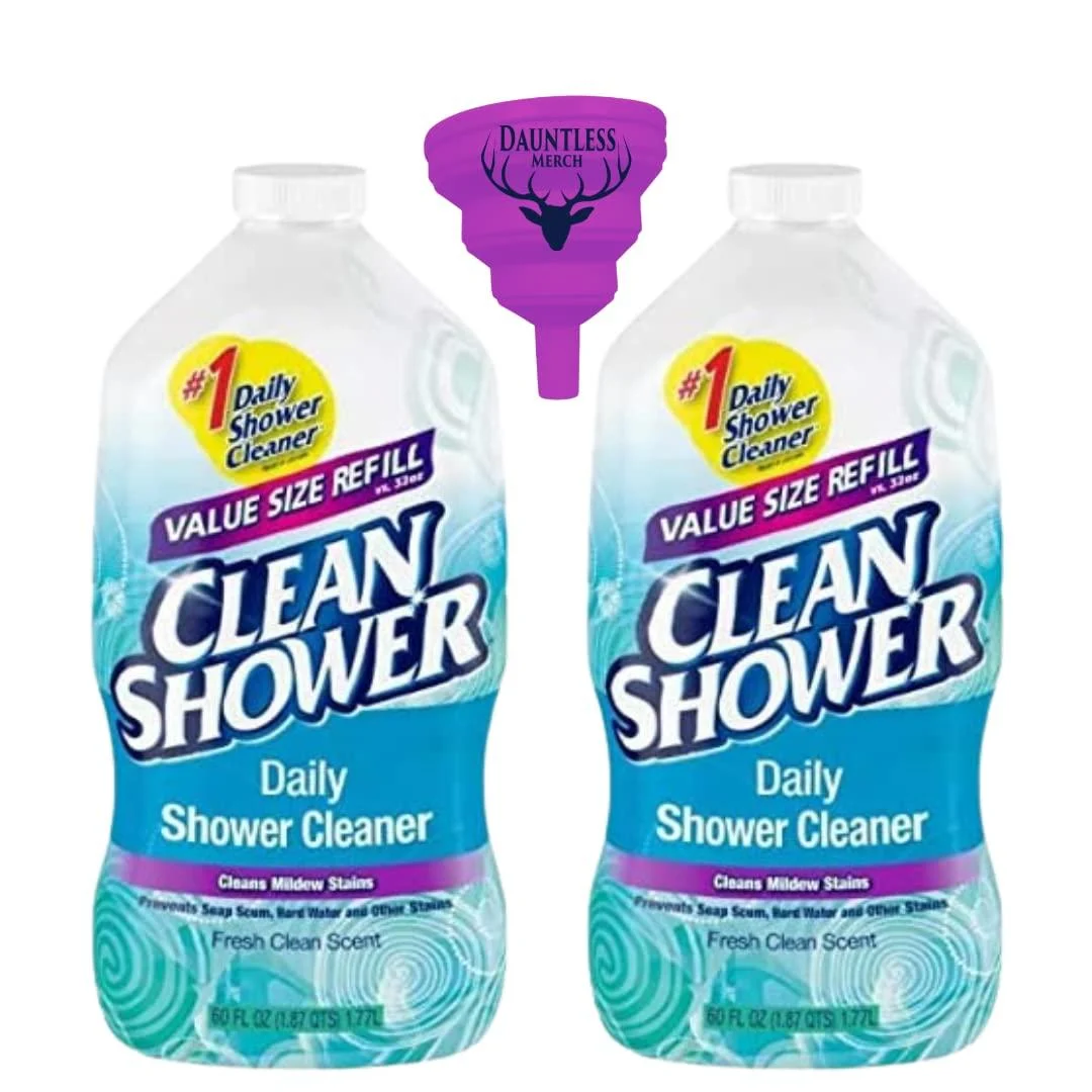 Daily Shower Cleaner Refill 60 fl oz 2 Pack Funnel (color may vary) bundle - Dauntless Merch