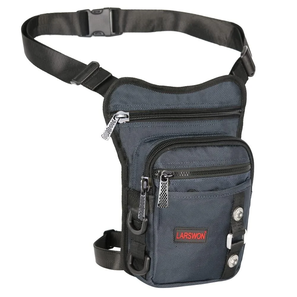 Thigh Pack, Larswon Leg Bag Thigh Pouch Bag Tactical Waist Bag Motorcycle Bag Waterproof Blue A- Blue
