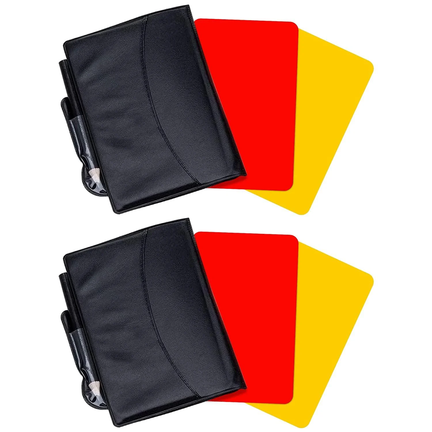 Friencity Soccer Referee Card Sets, Warning Referee Red and Yellow Cards with Wallet Score Sheets, Pencil Accessories, 2 Packs