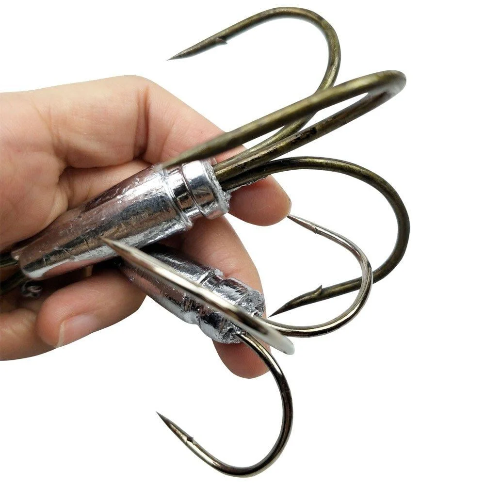 Snagging Hooks Snagging Weighted Treble Hooks 2pcs/Pack Fishing Hooks 5 Sizes 0.7oz 1.1oz 1.6oz 2.1oz 2.8oz 14/0-2pcs