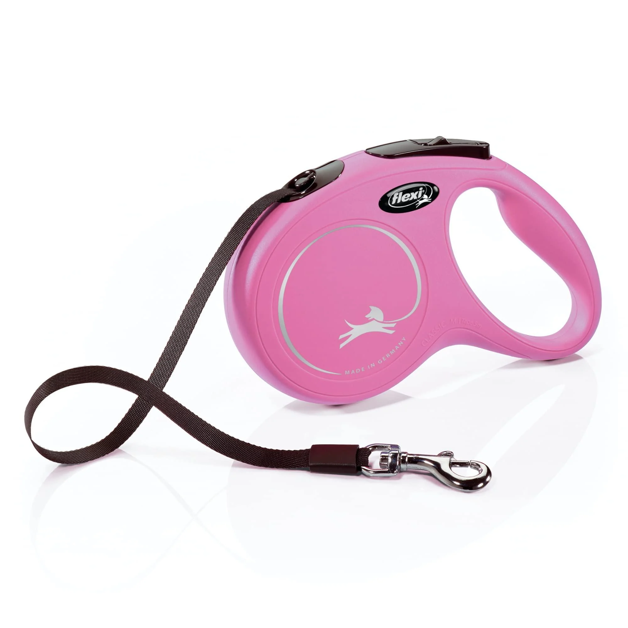 Flexi Classic retractable dog leash (band) ergonomic durable and free of tangling 4.8 m size M pink pink medium - 16 ft