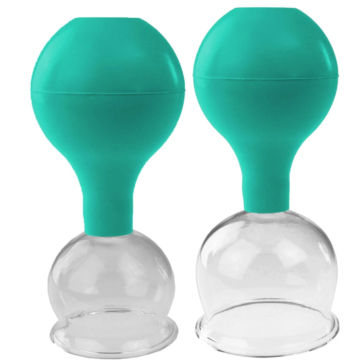 Pulox cupping glasses set made of real glass 2 pieces 5.2 cm and 6.2 cm green