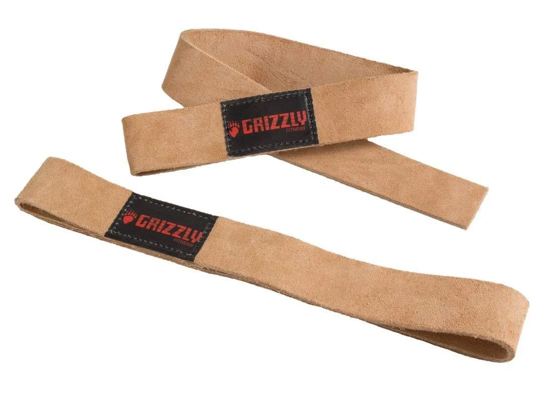 Grizzly Fitness 1.5" Premium Genuine Leather Lifting Wrist Straps for Men and Women | Sold in Pairs | One Size | Used by Pros to increase Grip Strength and Reduce Slipping | 1.5 Wide x 20.5" Long