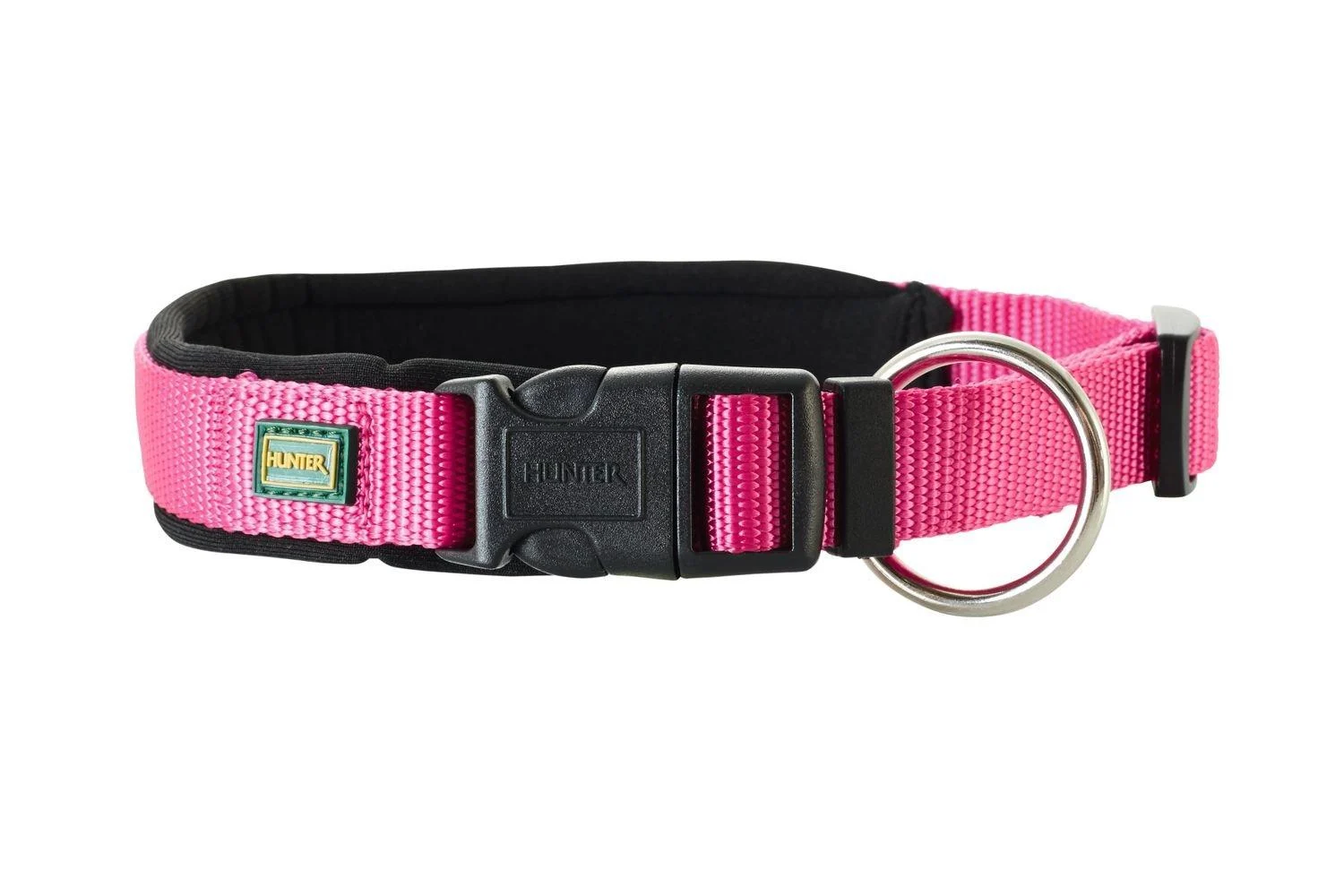 Hunter neoprene Vario plus neck dog collar nylon padded with neoprene 65/2.5 (XL) raspberry/black 65/2.5 (XL) raspberry/black