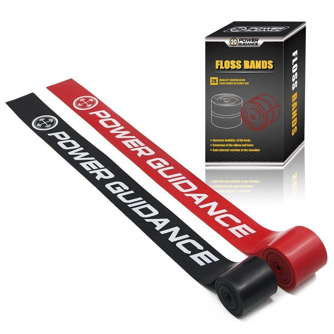 POWER GUIDANCE Floss Bands(2 Pack) - Compression Bands - Mobility & Recovery Bands - for Improving Movement Warming Muscles Increasing Circulation & Reducing Soreness #1 Black and Red Combo