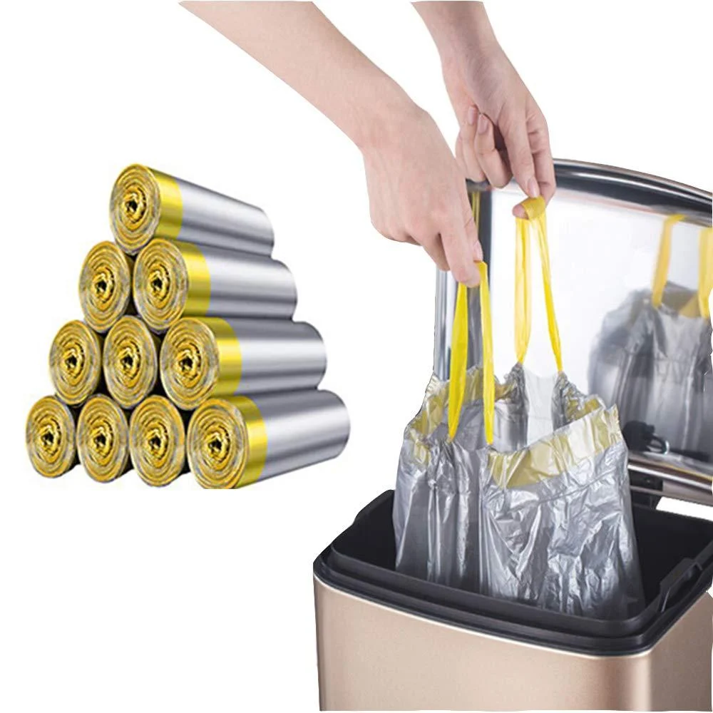 RTBQJ-At garbage bag 12L liter trash bag garbage bag fixing tape 12l opaque with a handle tear-resistant and liquid-tight (45 * 50cm 150 pieces) 150 bag silver 150 pieces (1 Pack)