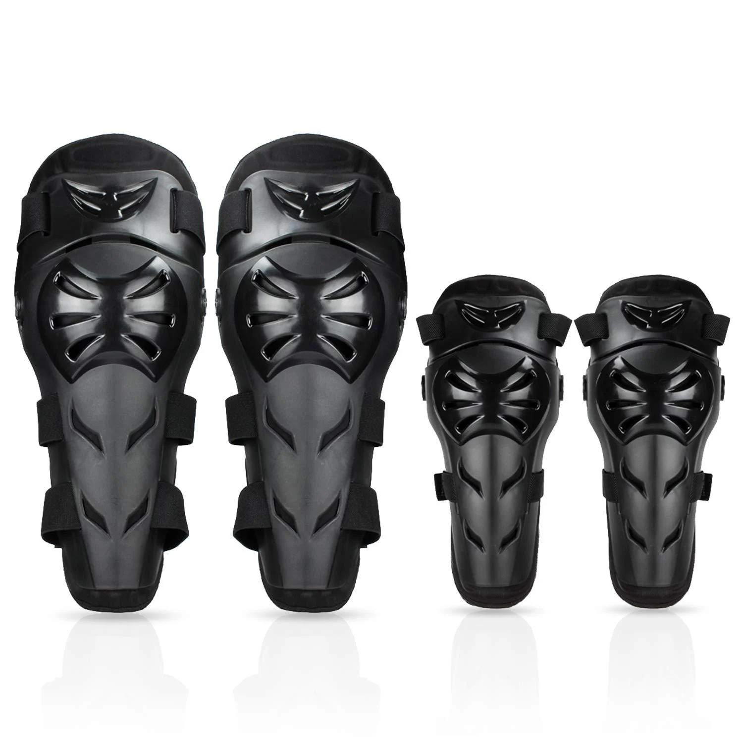 Gute Knee Pads Elbow Pads 4Pcs - 2 in 1 Protective Elbow Guard/Knee and Shin Guards, Motorcycle Gear Set with Adjustable Knee Cap Pads Protector for Motocross ATV Skating Elbow + Knee, Black