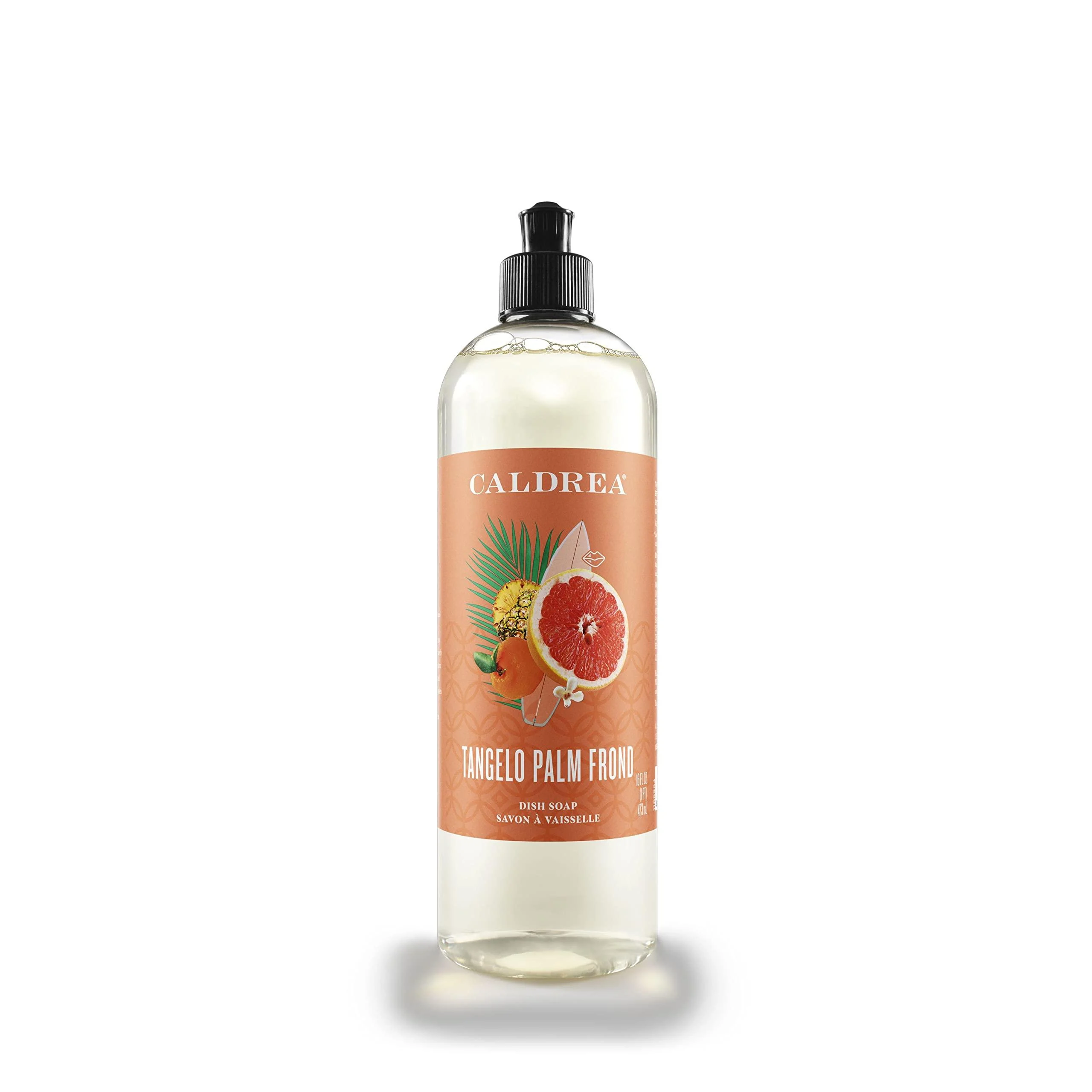 Caldrea Dish Soap, Biodegradable Dishwashing Liquid made With Soap Bark And Aloe Vera, Tangelo Palm Frond Scent, 16 Oz Liquid dish soap