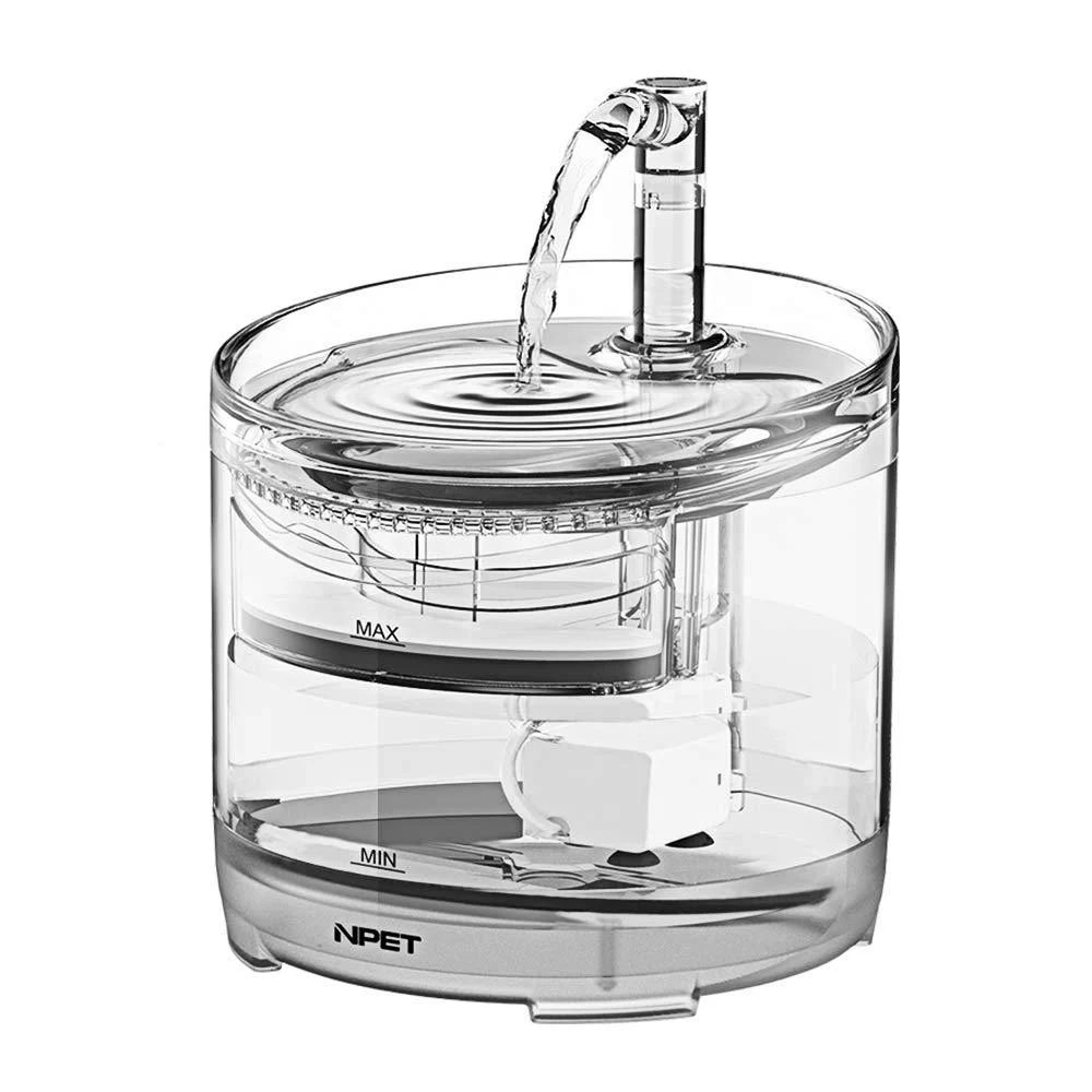 NPET Cat Water Fountain, WF050TP 1.5L Automatic Pet Drinking Fountain with Replacement Faucet Kit 1-wf050(without Adapter)