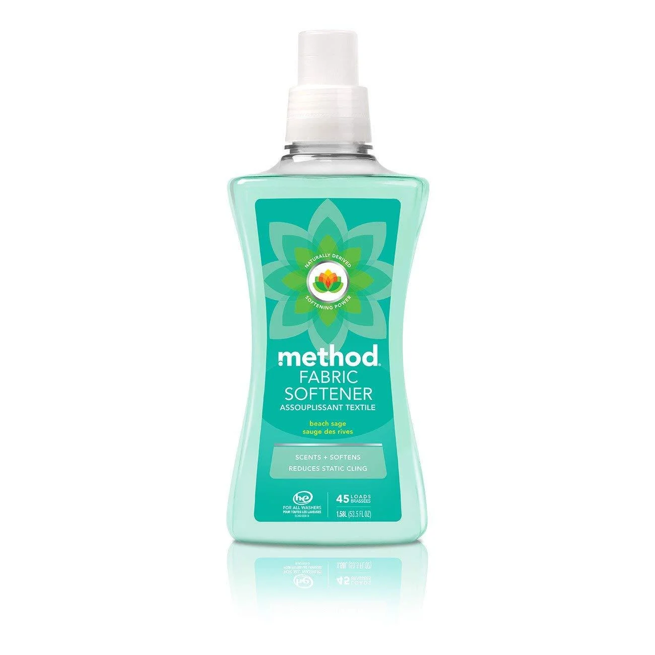 Method Fabric Softener, Beach Sage, 45 loads, Reduces Static Cling, 53.5 Ounces (Pack of 1)