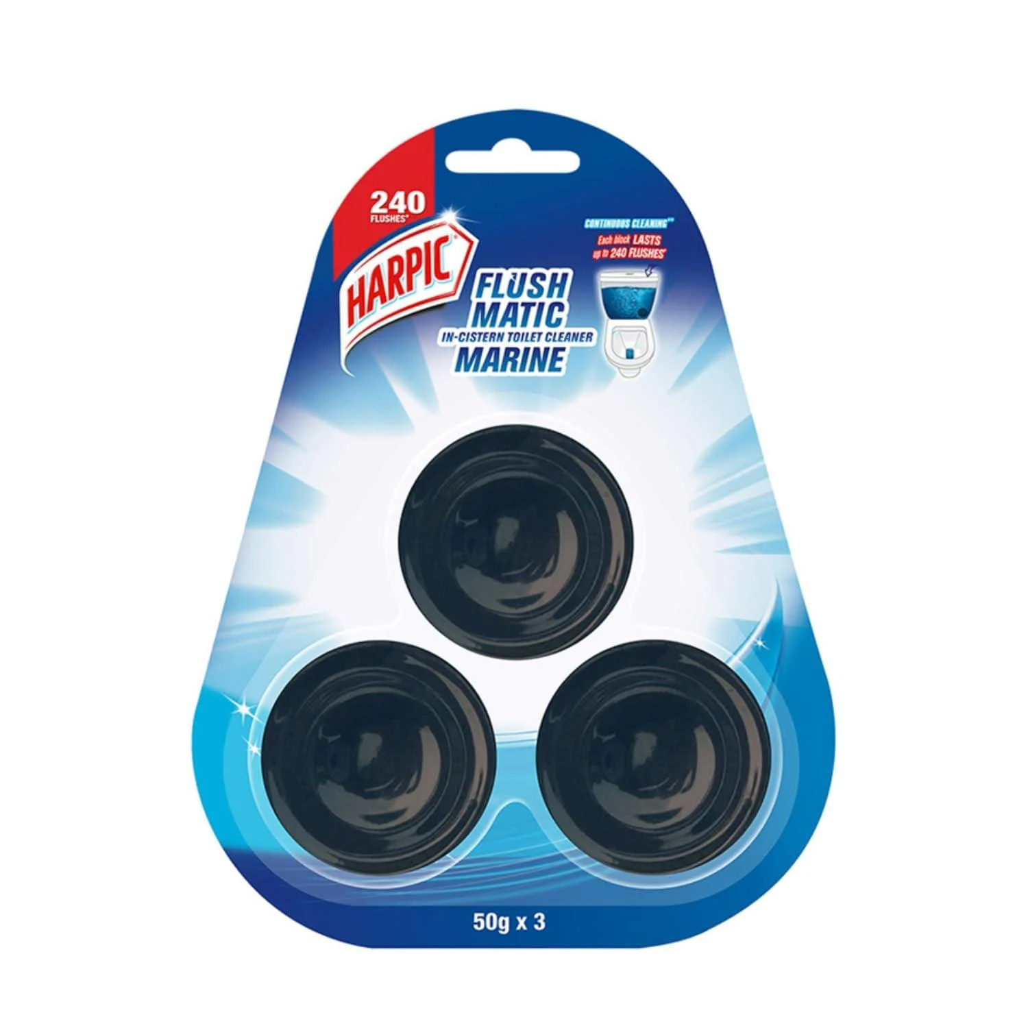 Harpic Flushmatic Toilet in Cistern Block - 50 g (Pack of 3 Aquamarine Blue)