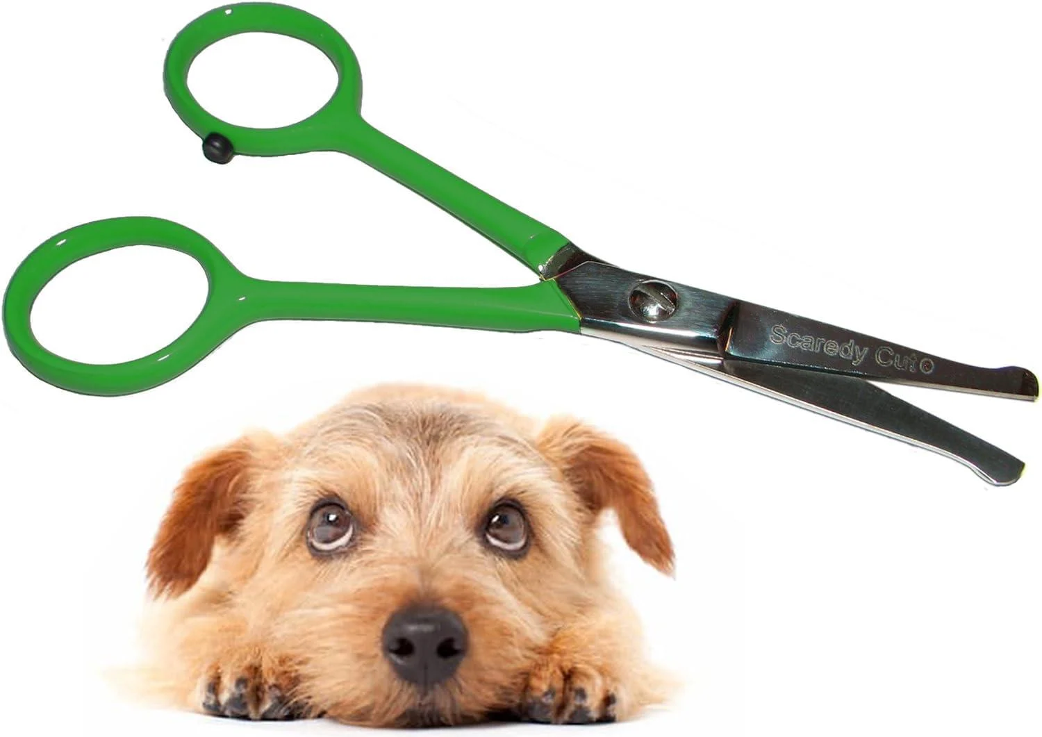 Scaredy Cut Tiny Trim - Small covers with rounded tips for pets 11.4 cm - for ears nose face paw - for cats dogs pets - green