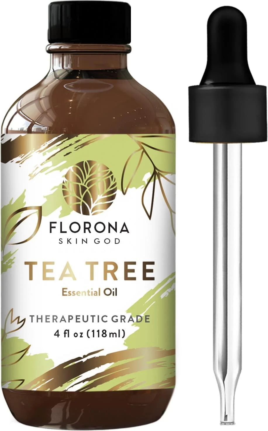 Florona Tea Tree Essential Oil 100% Pure & Natural - 4 fl oz Therapeutic Grade for Hair & Skin Care Scented Candles Soap Making Diffuser Aromatherapy