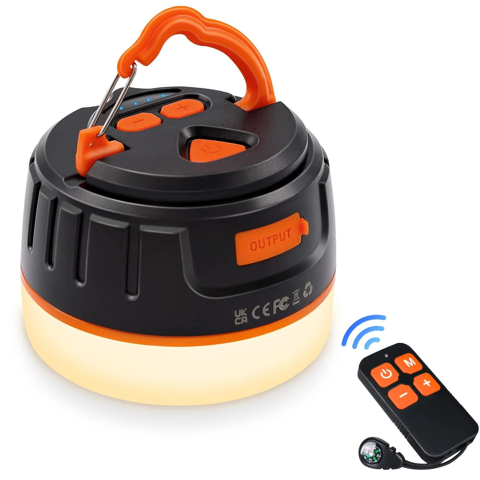 Camping Lantern Rechargeable, 5200mAh, 1000LM Up to 150H Running, 5 Light Modes, Remote Contol, Magnetic Base, Hanging Camping Tent Lights, Mini Lantern Flashlight for Power Outage, Hiking, Outdoor Orange - Sinvitron