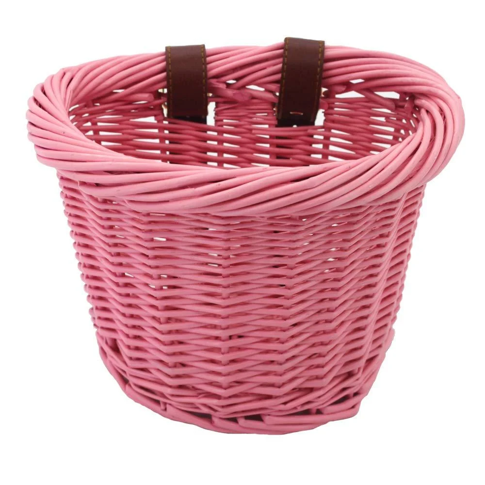 KINGWILLOW Bike Basket, Little Box Made by Willow for Bicycle, Arts and Crafts. Pink