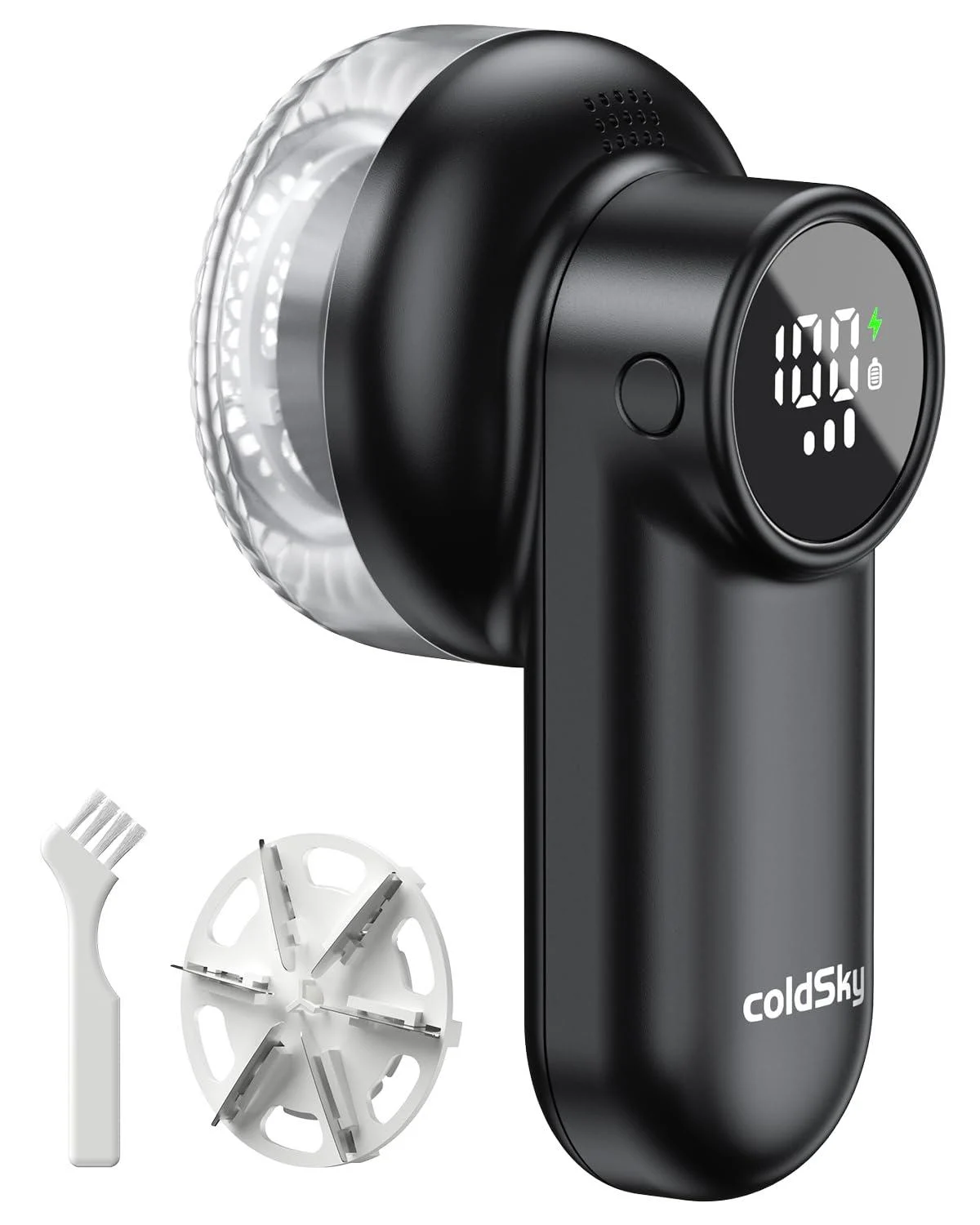 Rechargeable Fabric Shaver Lint Shaver with Digital Display Sweater Shaver with 6-Leaf Blades and Safety Lock 3-Speeds Defuzzer Remove Fuzz Pills from Clothes Furniture Sofa Blanket Black