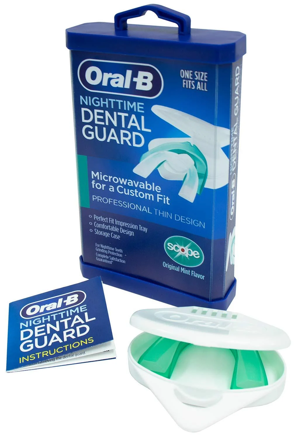 Oral-B Nighttime Dental Guard Less Than 3-Minutes for Custom Teeth Grinding Protection with Scope Mint Flavor Standard