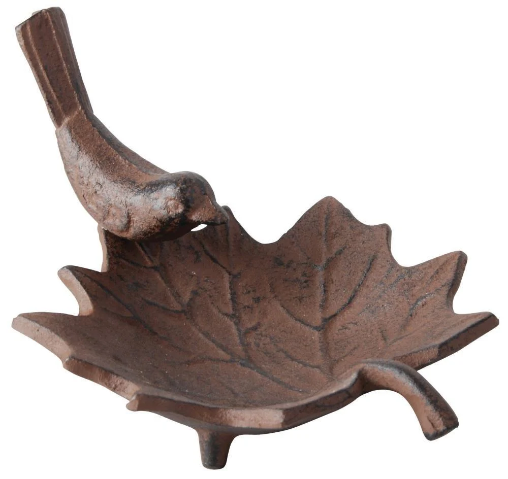 Fallen Fruits FB152 Small Cast Iron Bird Bath, Antique Brown 1 Brown - Esschert Design