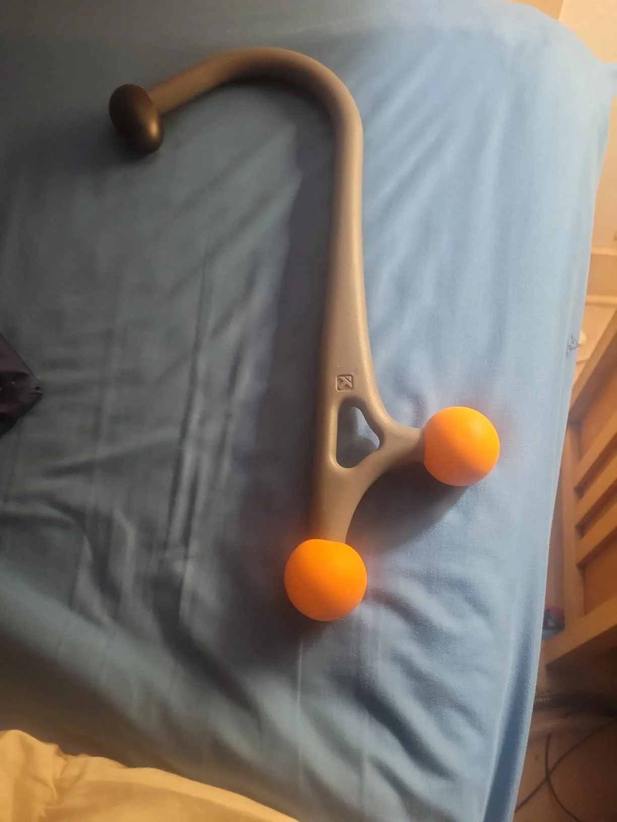 AcuCurve Massage Cane for Neck Back and Shoulders GrayOrange - Trigger Point Performance