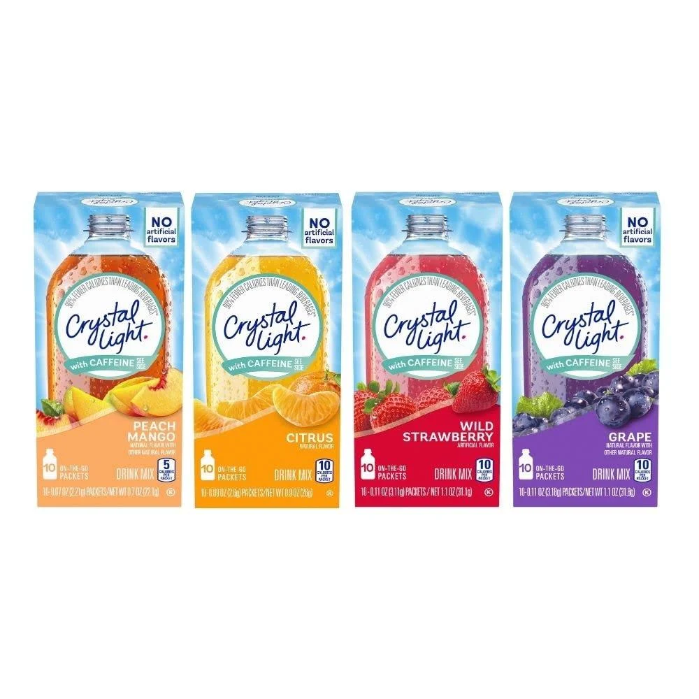 Crystal Light With Caffeine Variety Pack (40 Total Packets) Gluten Free - New 2016 Packaging 10 Count (Pack of 4)