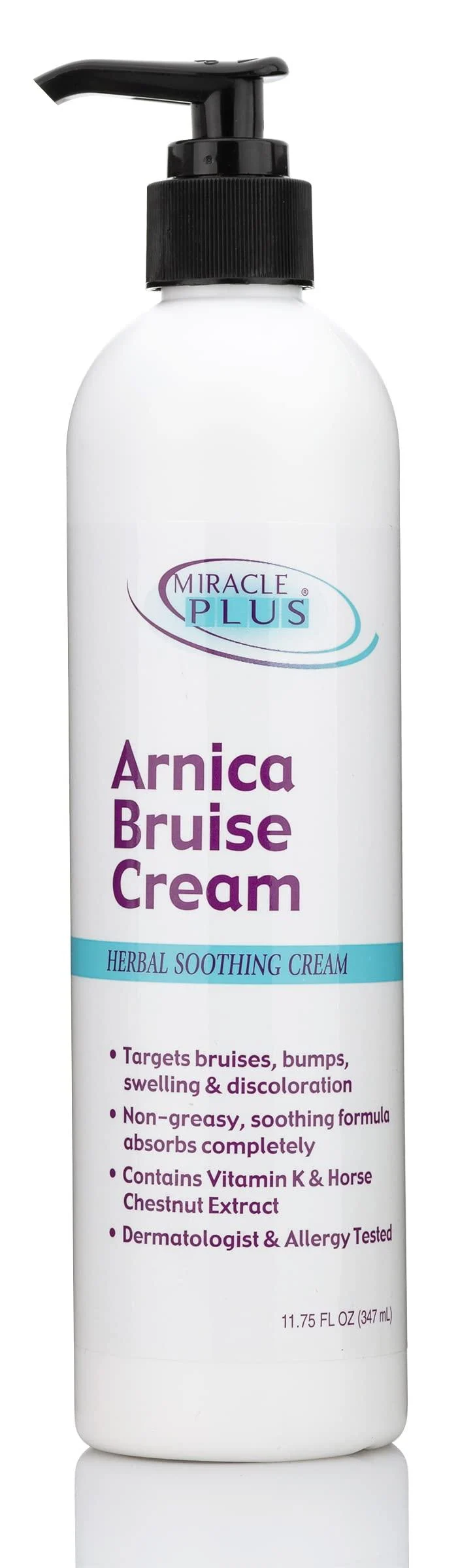 Miracle Plus Arnica Cream Bruise Relief Vitamin K Cream For Bruises And Swelling On Skin Bruise Cream Extra Strength Lotion Moisturizing Bruise Formula Skin Care Gel W/Horse Chestnut 11.75Oz Pump Arnica Bruise Cream Pump