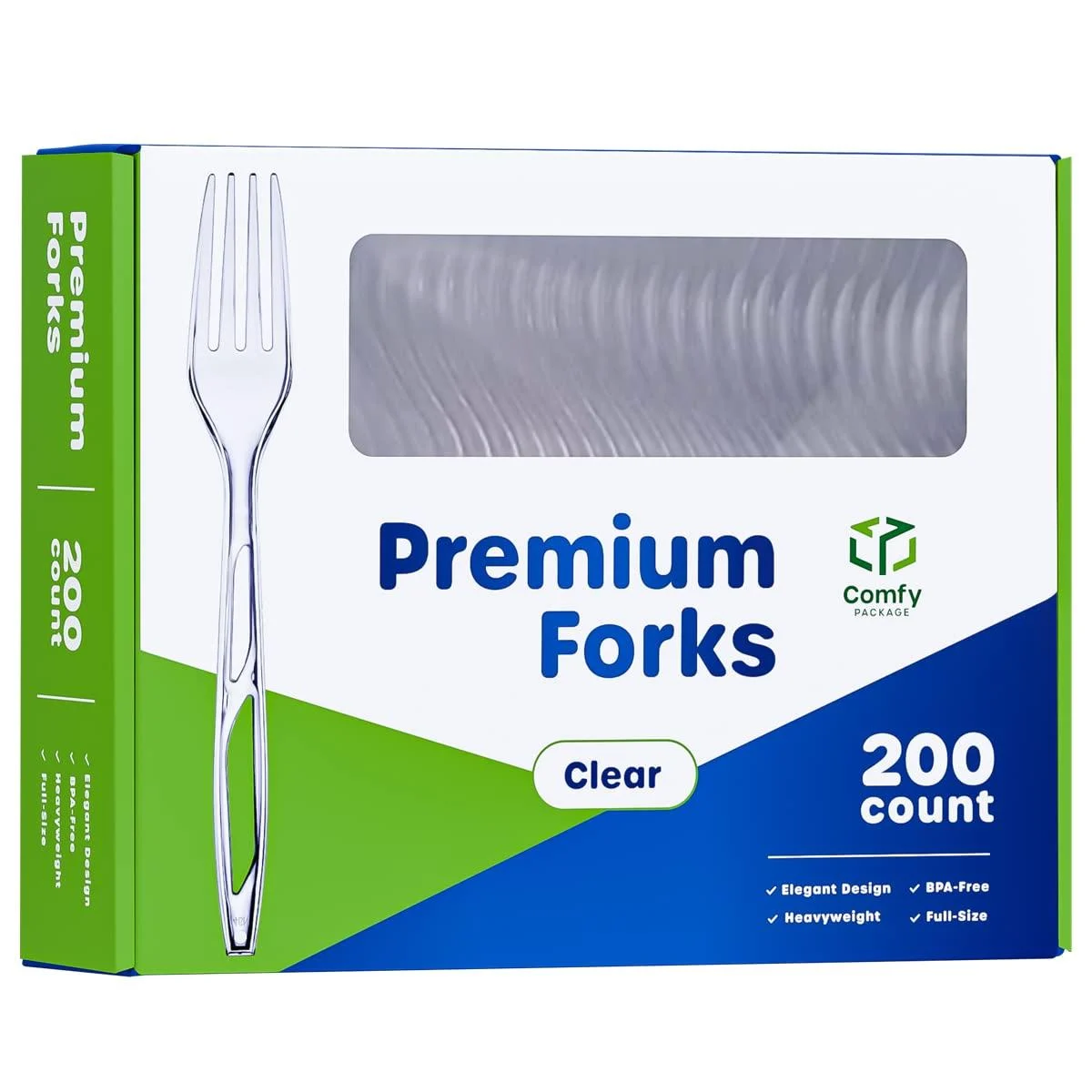 200 Count Premium Heavyweight Disposable Clear Plastic Forks Forks 200 - Comfy Package